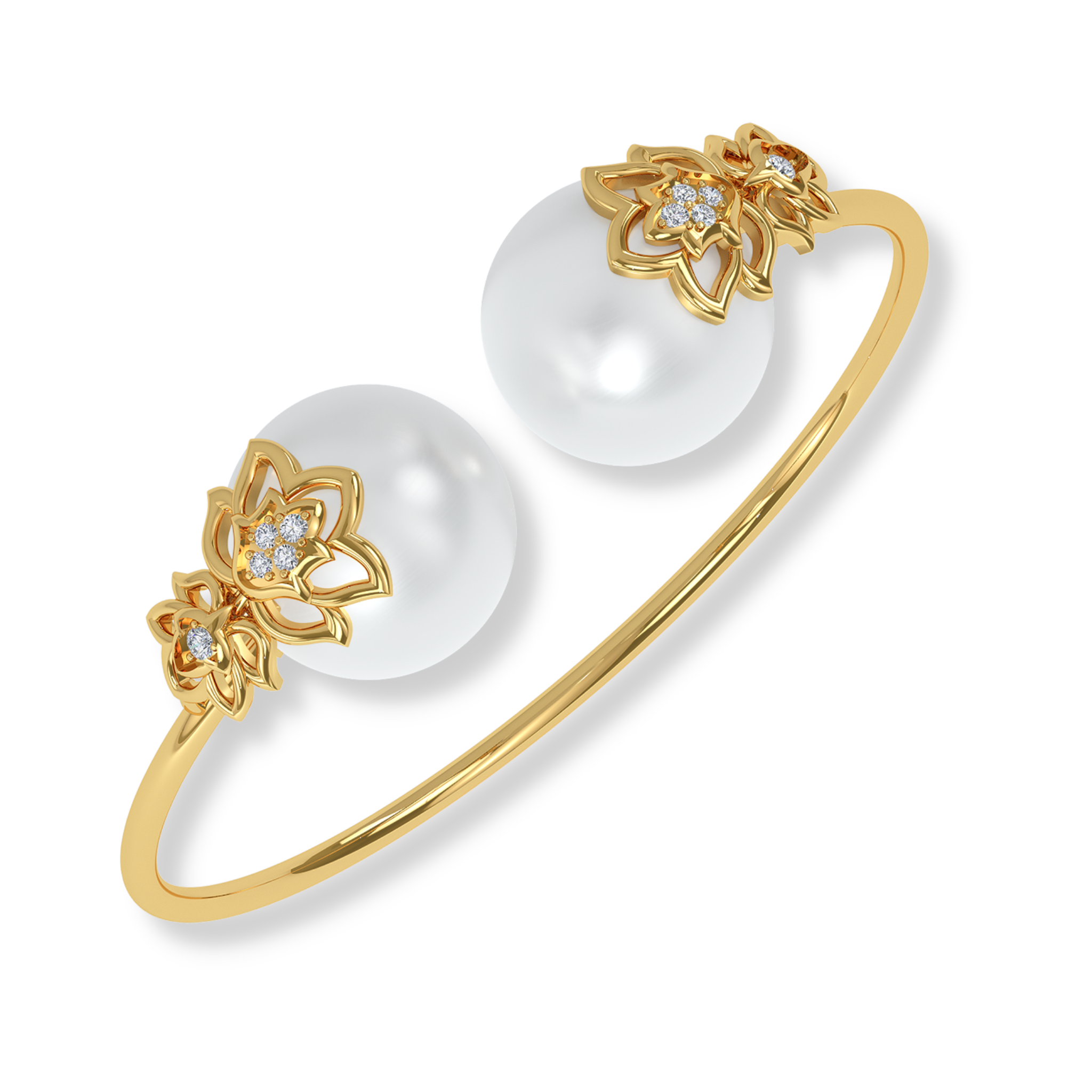 The mirrored lotus with diamonds and pearl bangle