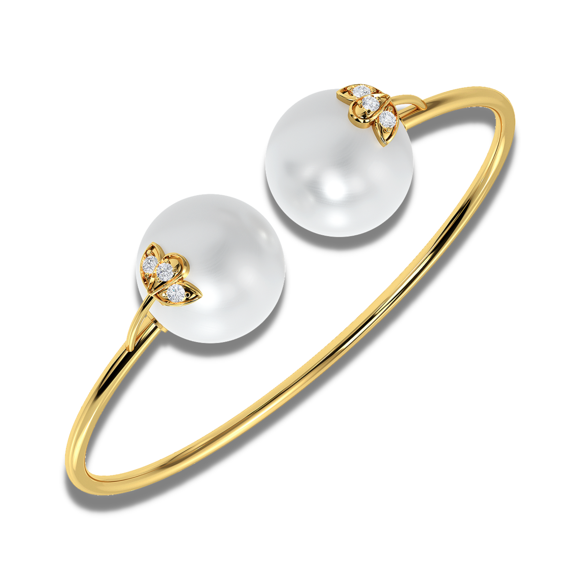 The Classic 3 Petal Diamond and Pearl Bangle