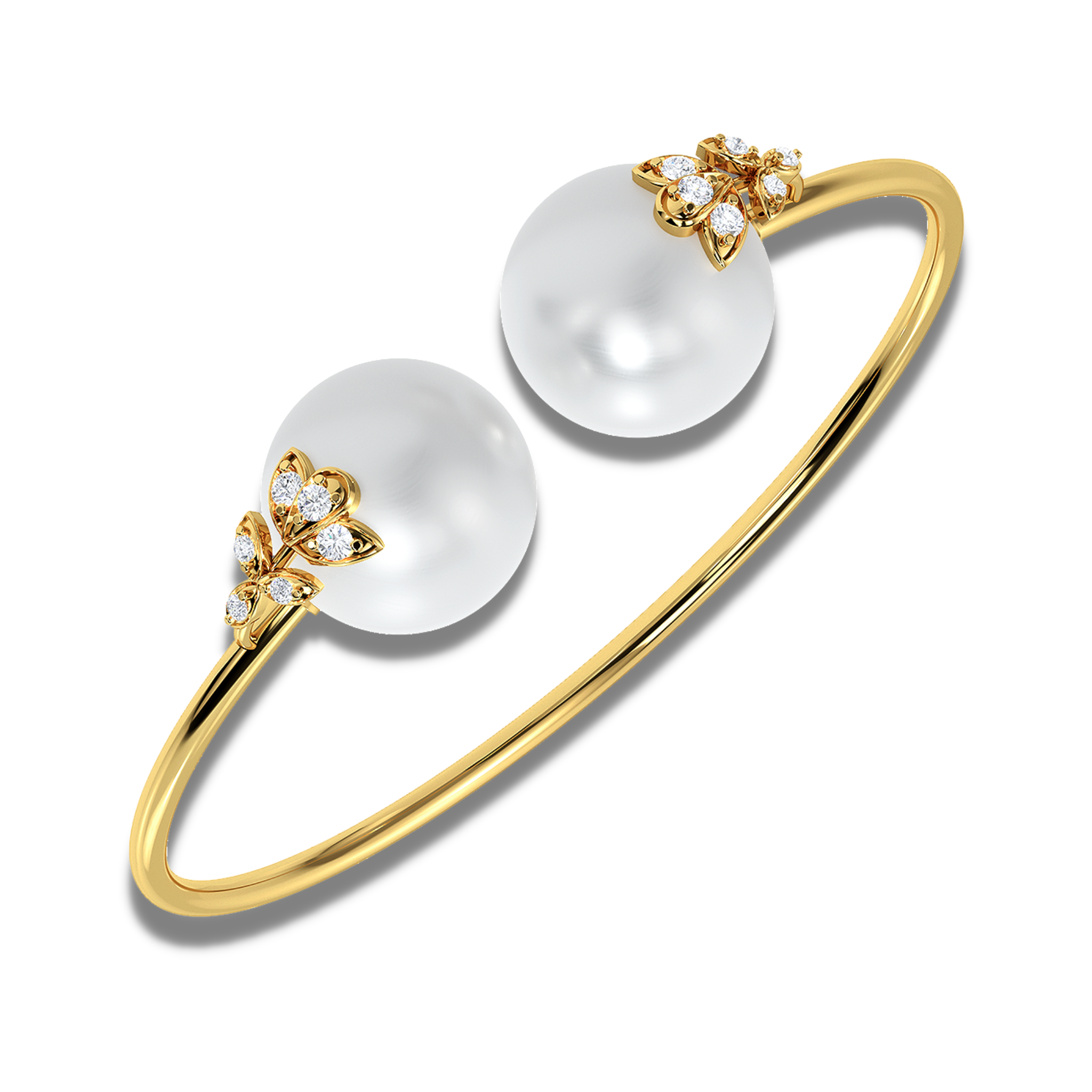 The classic 6 petal diamond and pearl bangle