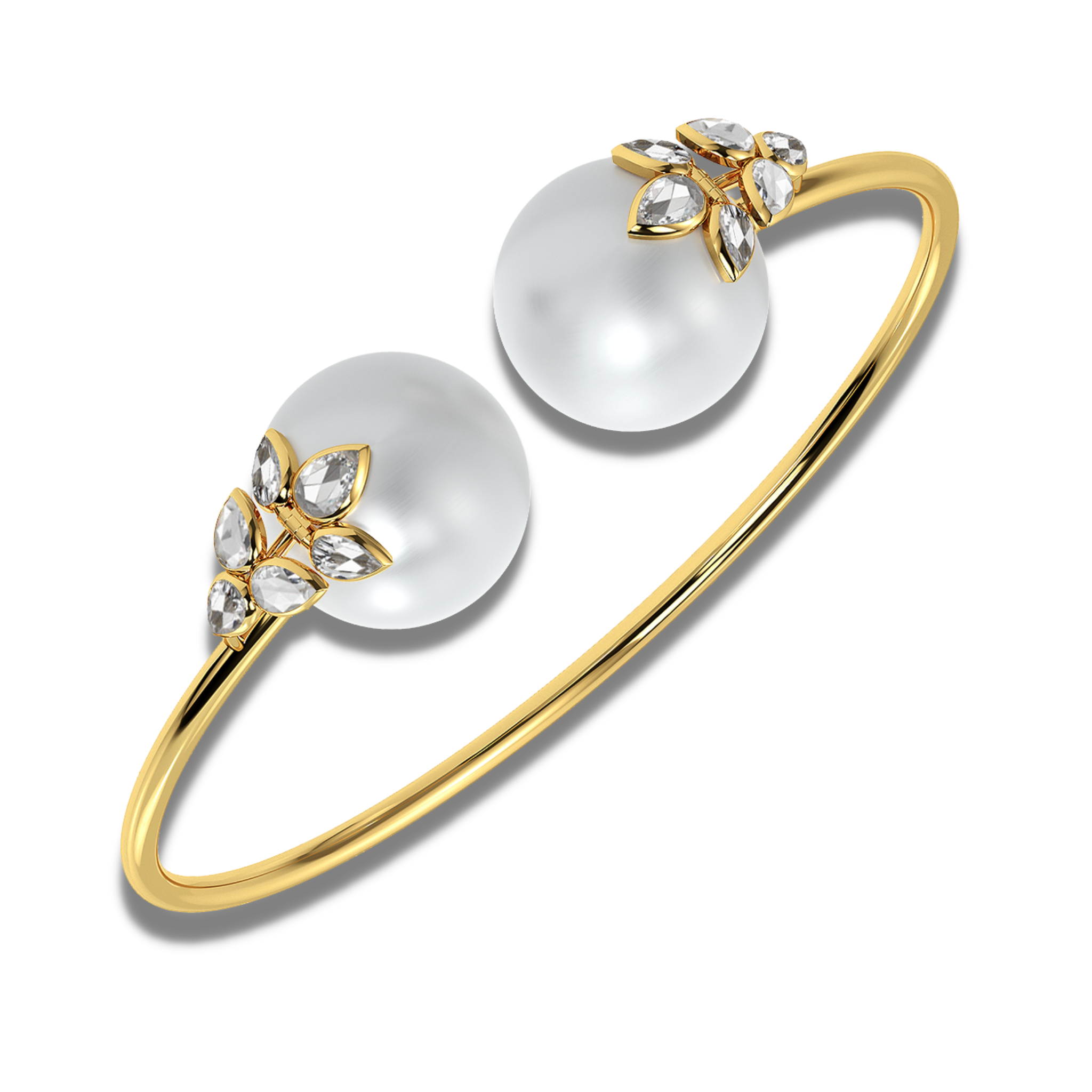 The classic 6 petal rosecut diamond and pearl bangle