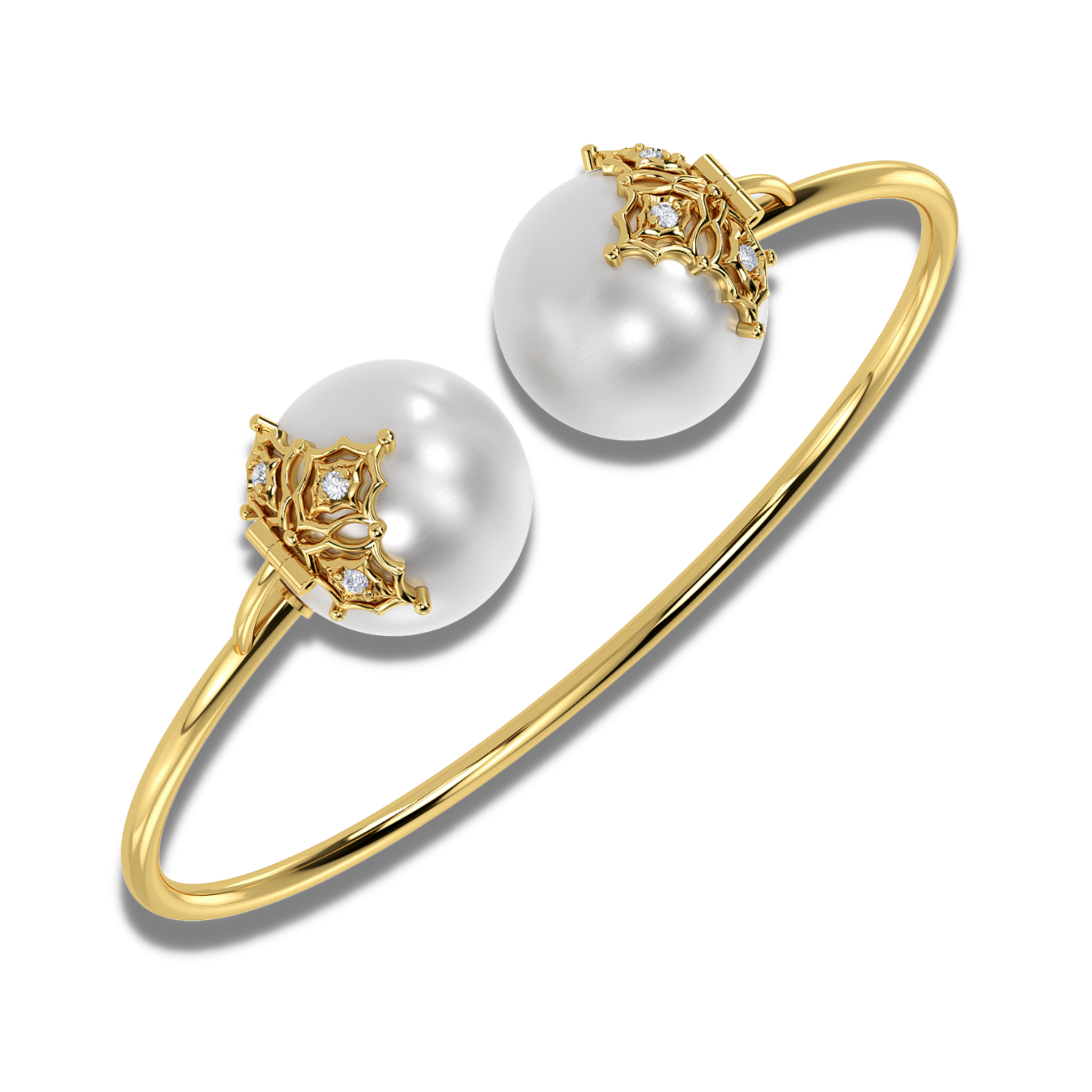 The filigree diamond and pearl bangle