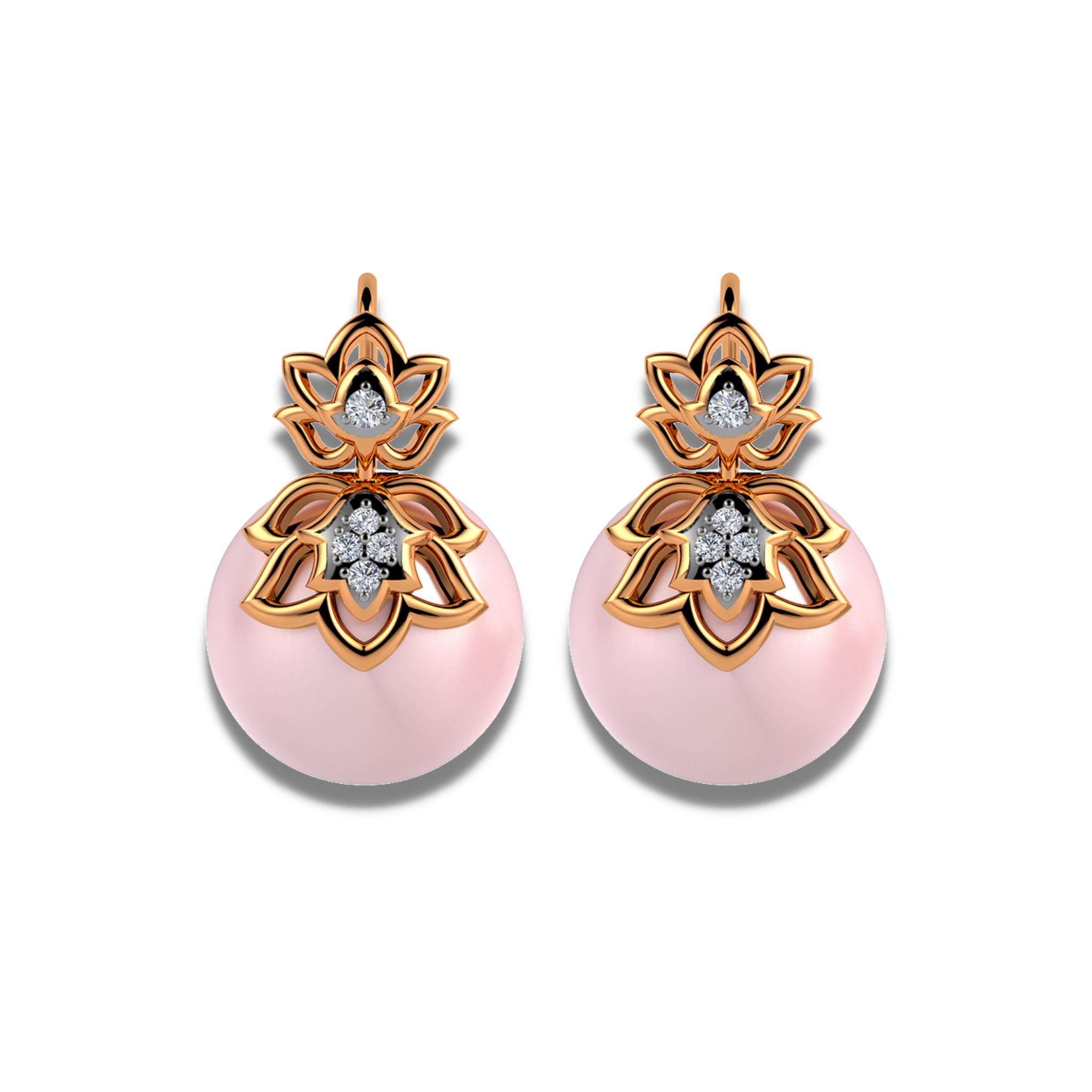 The mirrored lotus with diamonds and pearl earrings