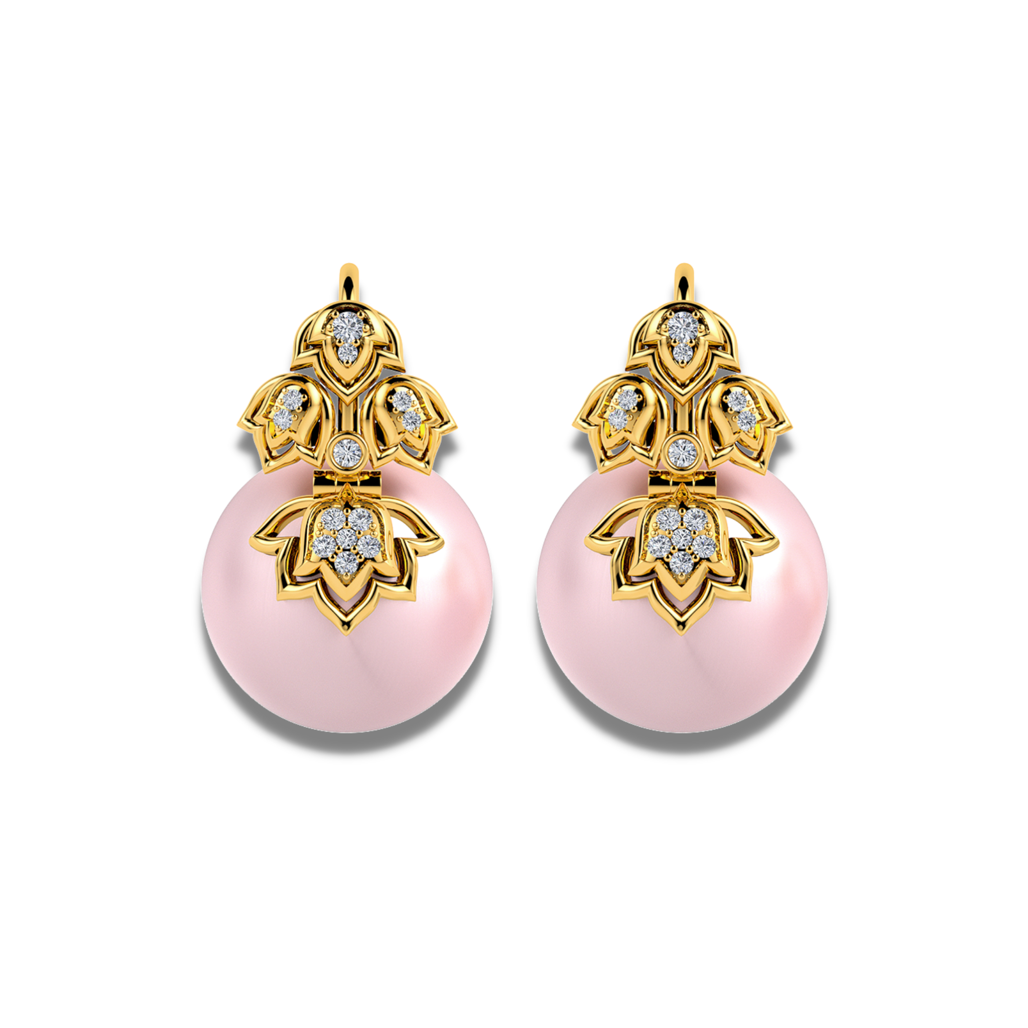 The inverted lotus diamond and pearl earrings