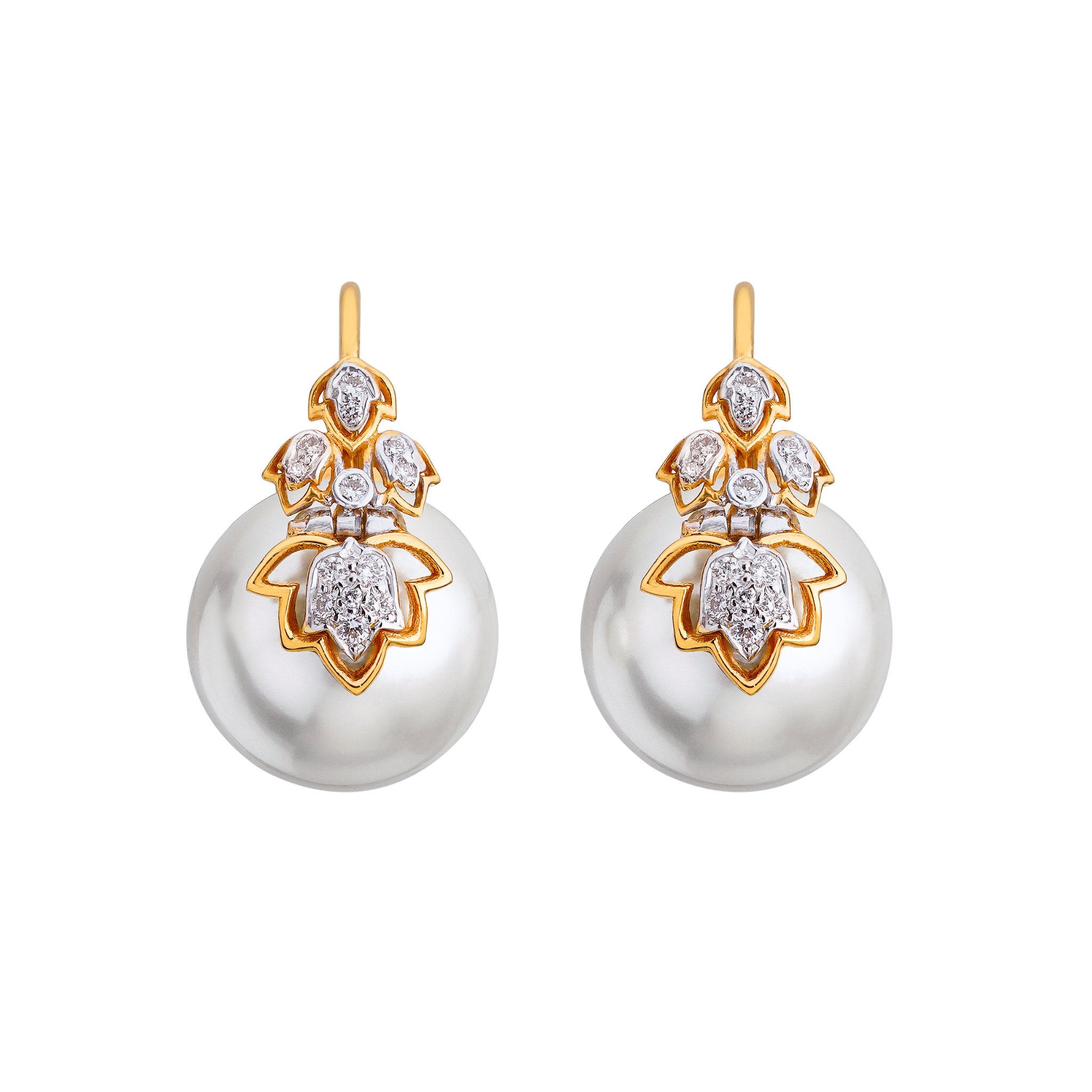 The inverted lotus diamond and pearl earrings