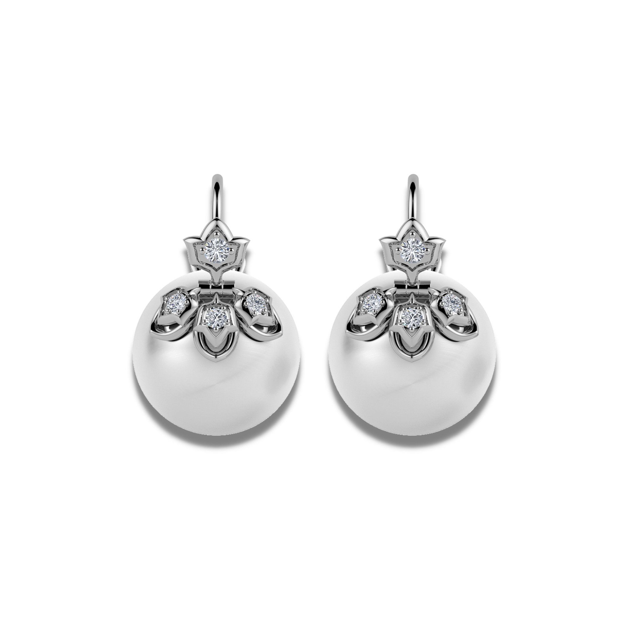 The lotus loop diamond and pearl earrings