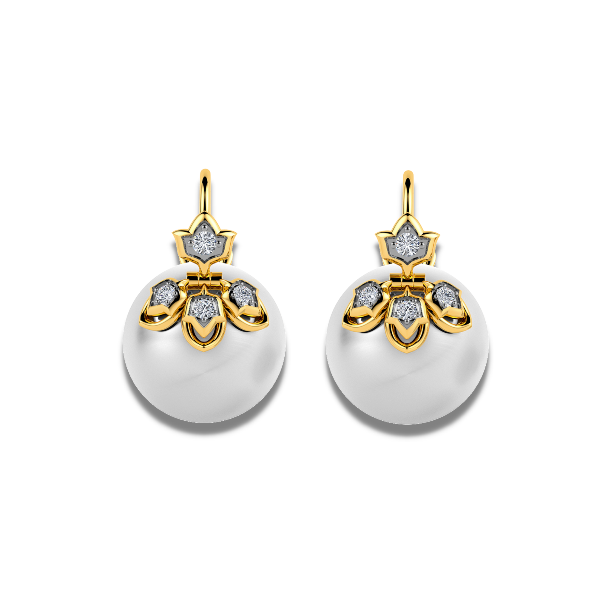 The lotus loop diamond and pearl earrings