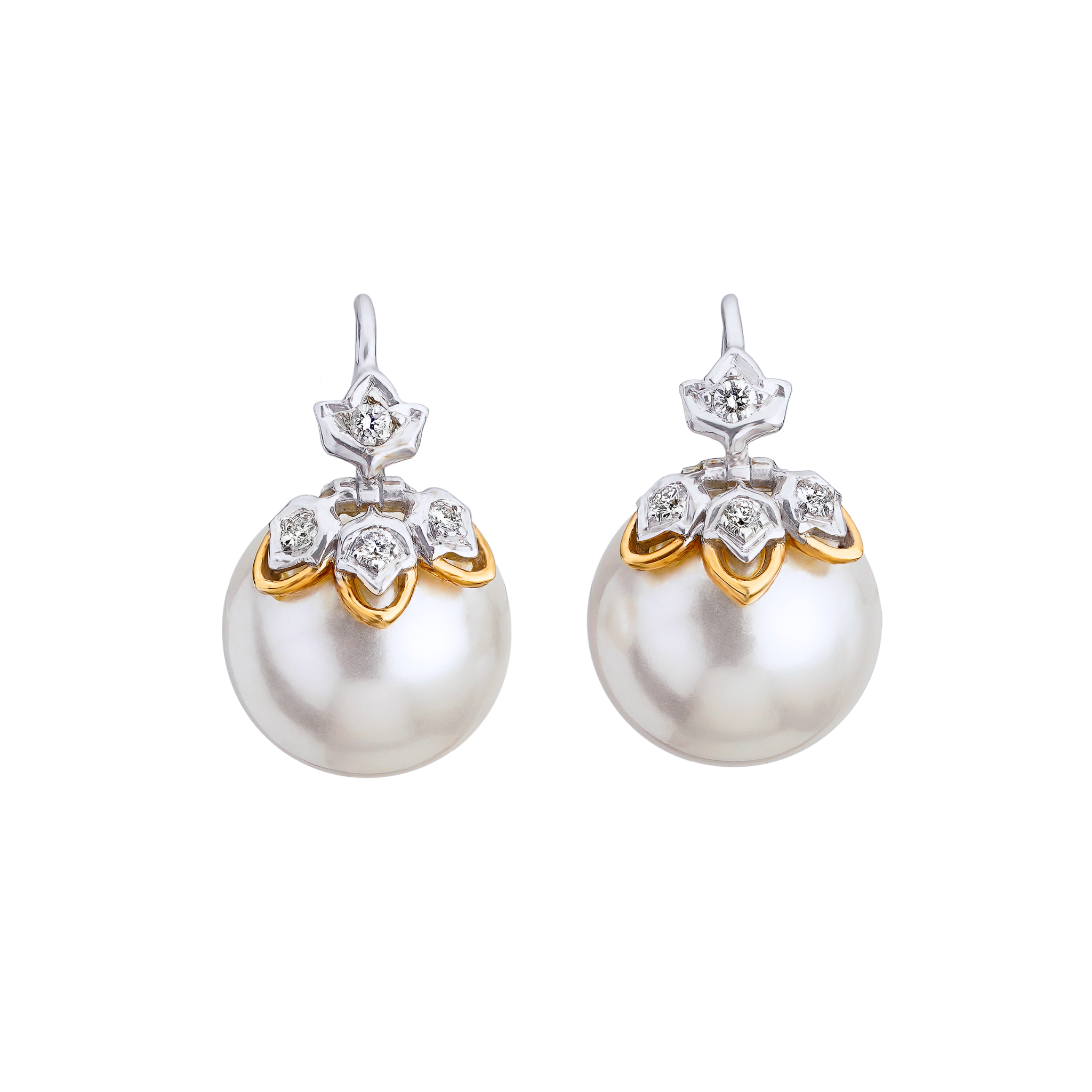 The lotus loop diamond and pearl earrings