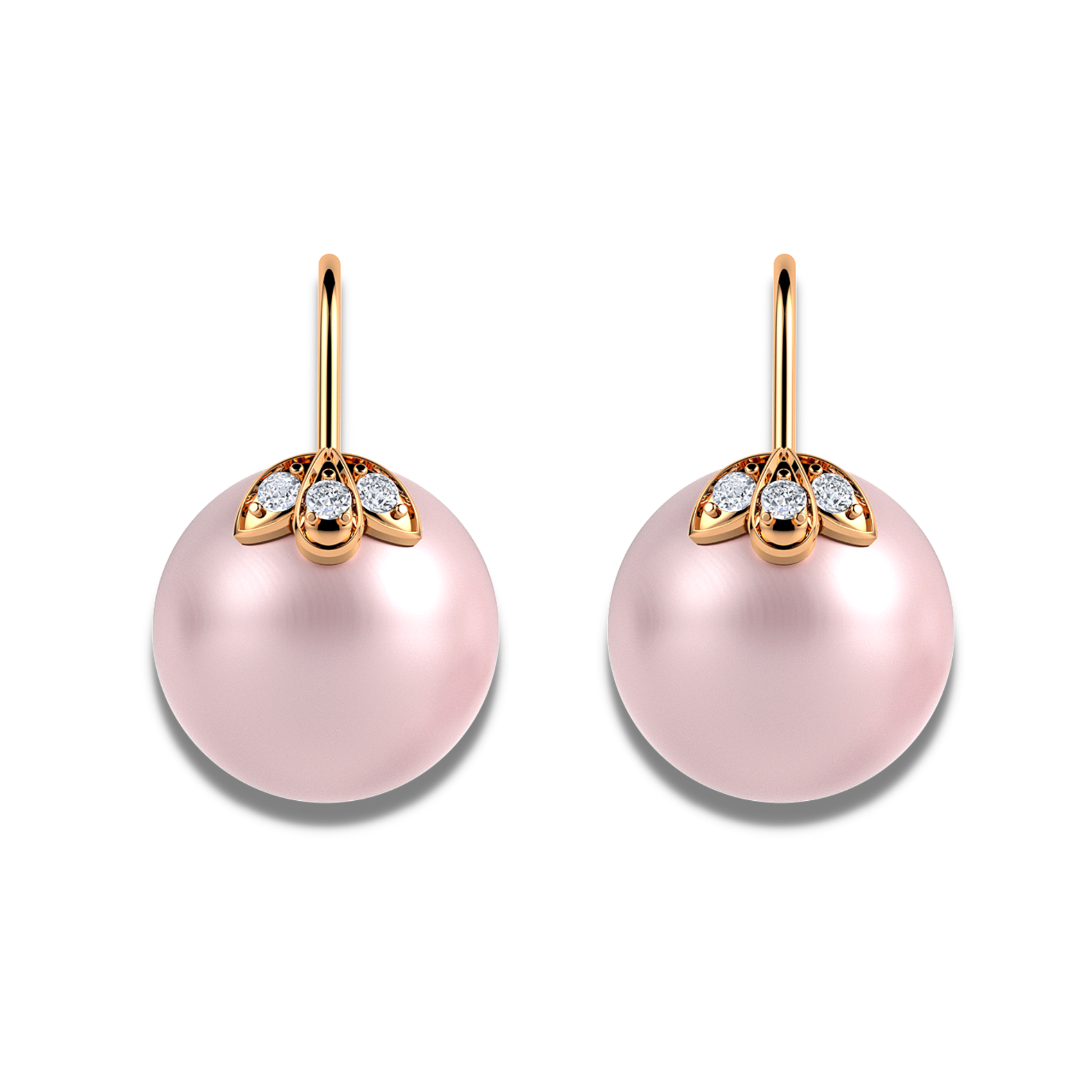 The classic 3 petal diamond and pearl earrings