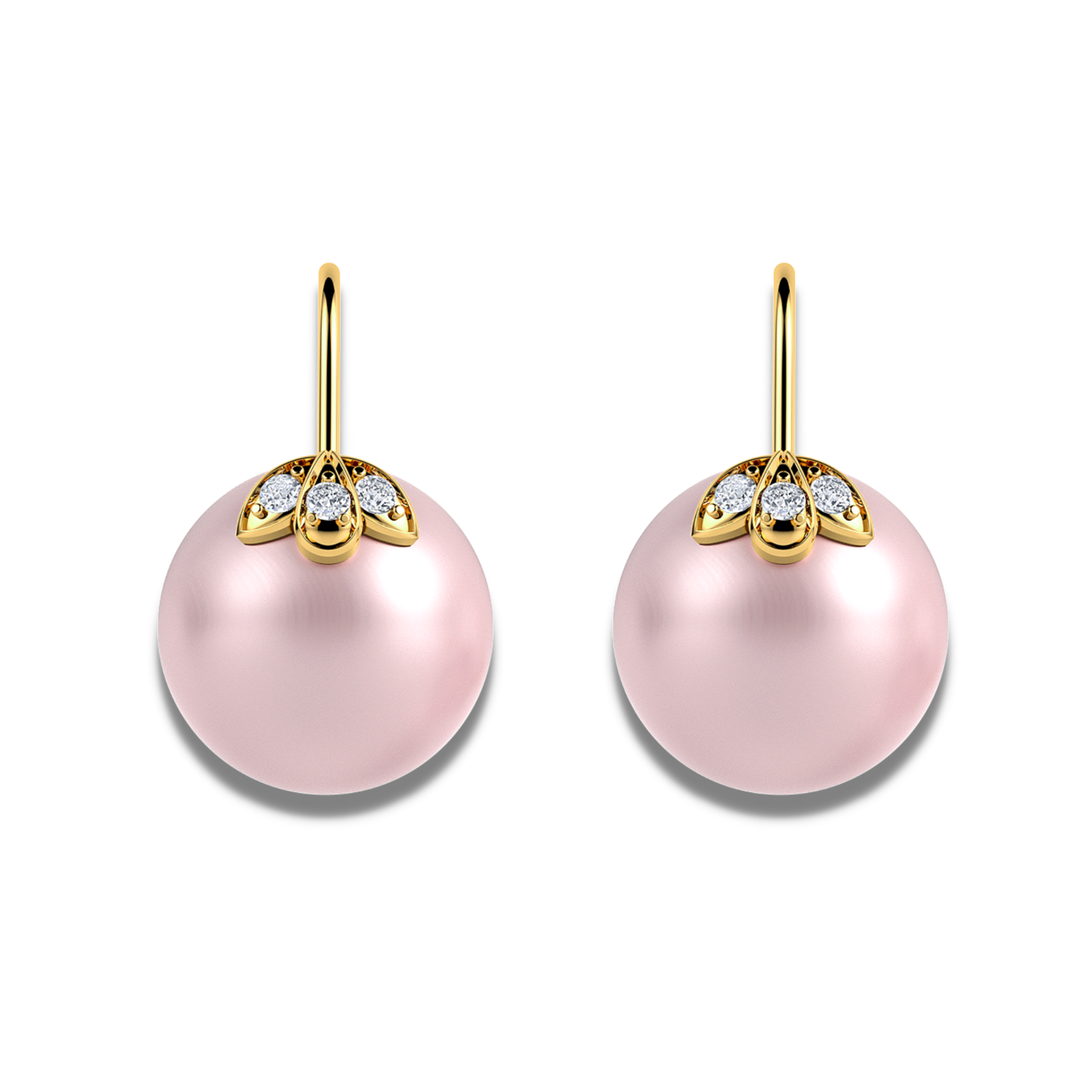 The classic 3 petal diamond and pearl earrings