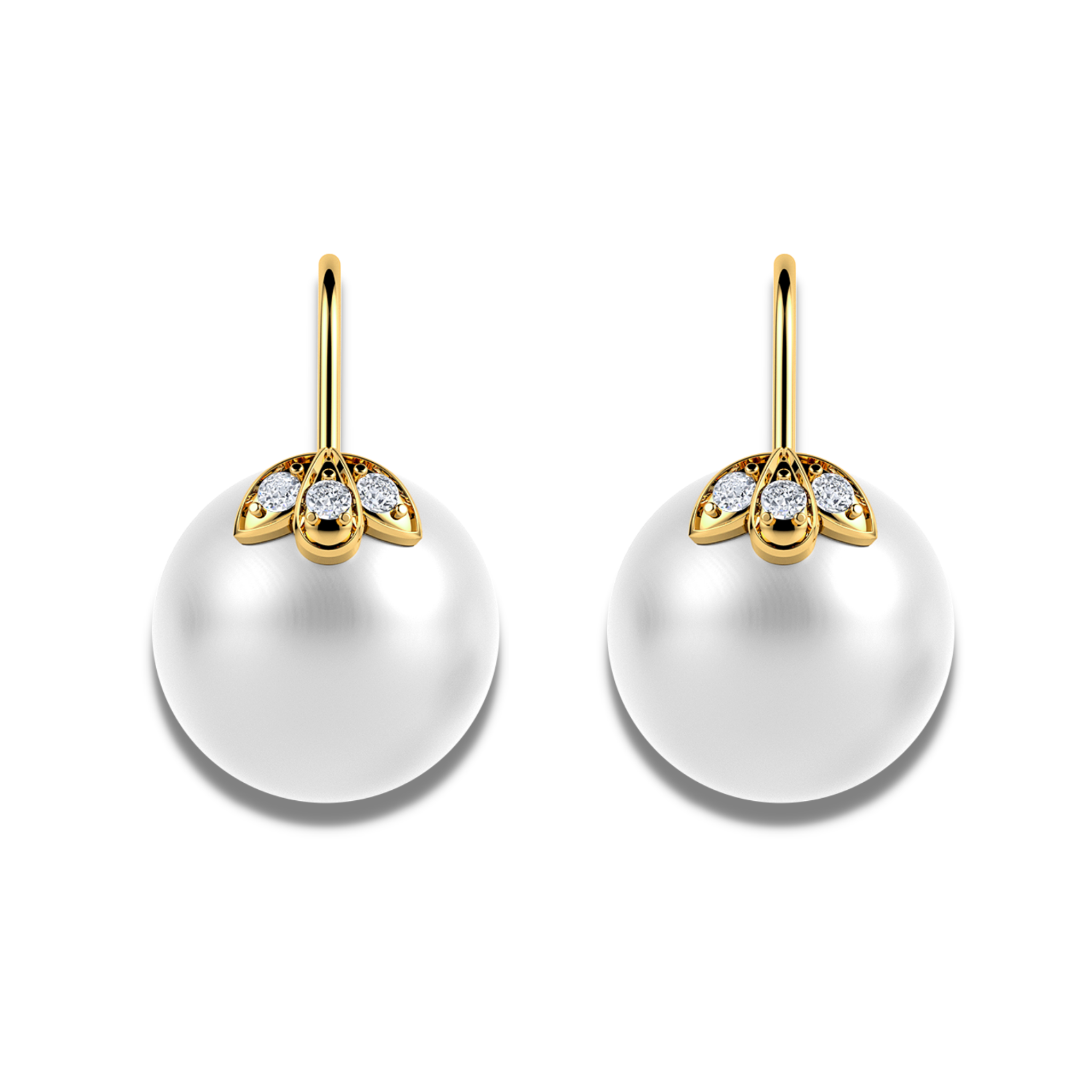 The classic 3 petal diamond and pearl earrings