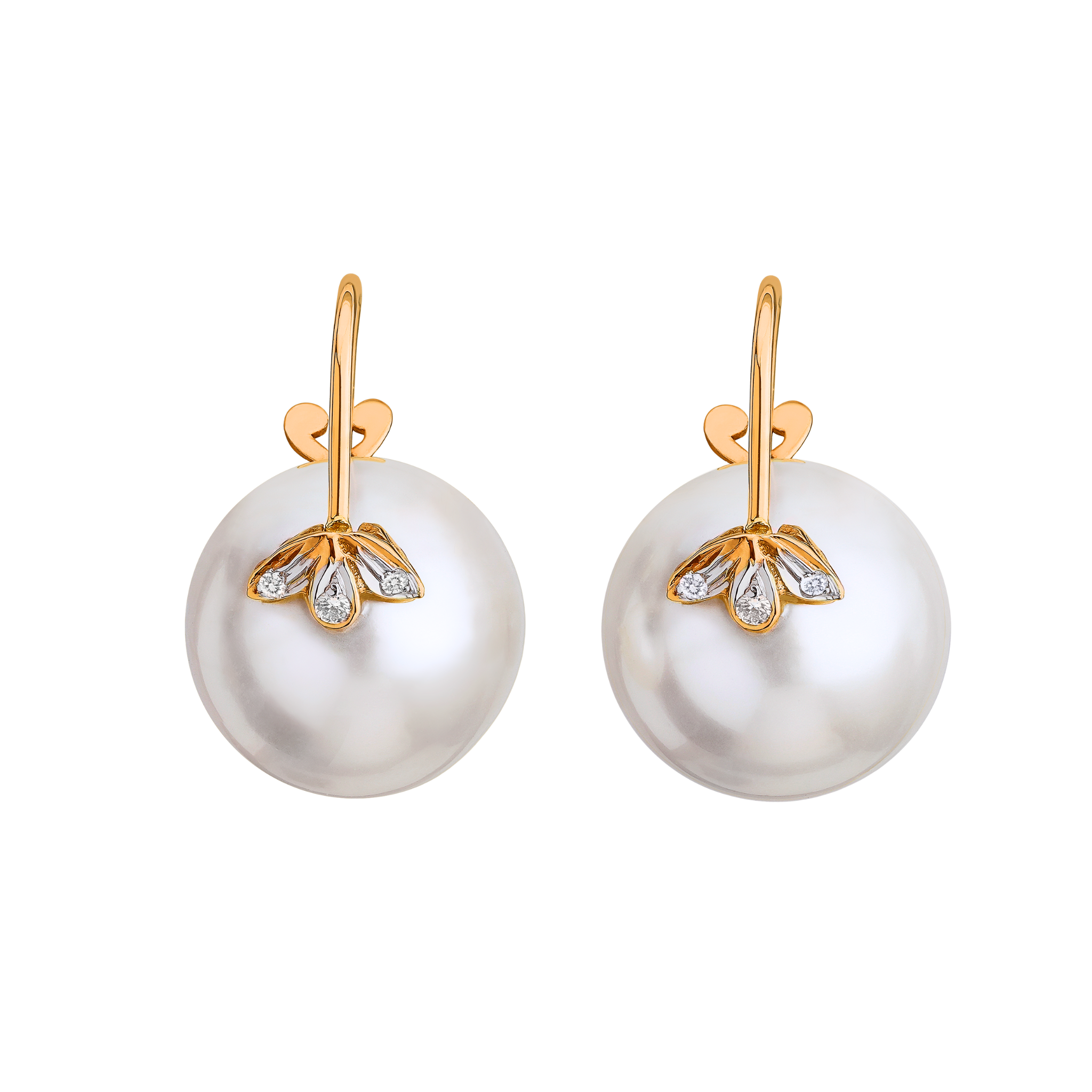 The classic 3 petal diamond and pearl earrings