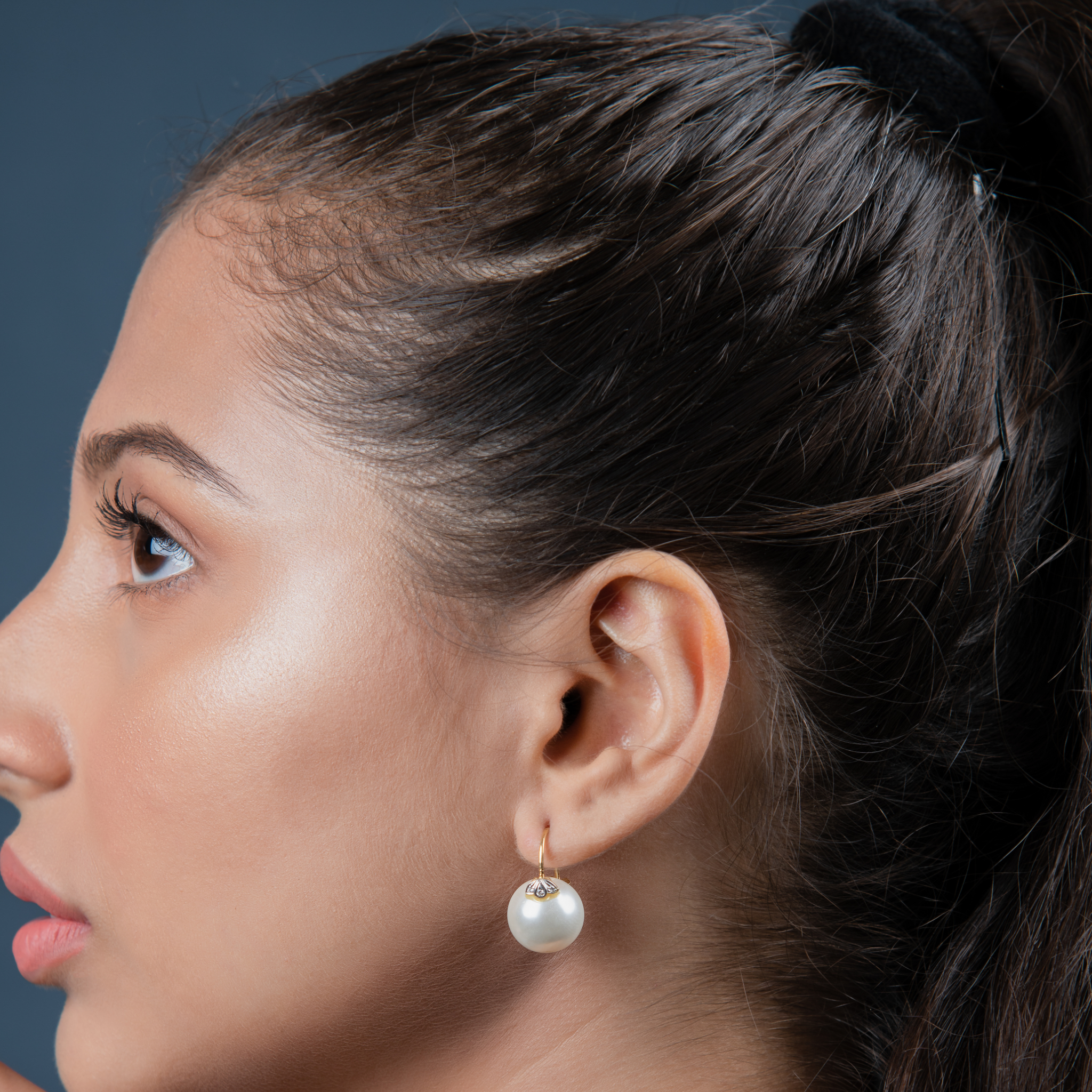 The classic 3 petal diamond and pearl earrings