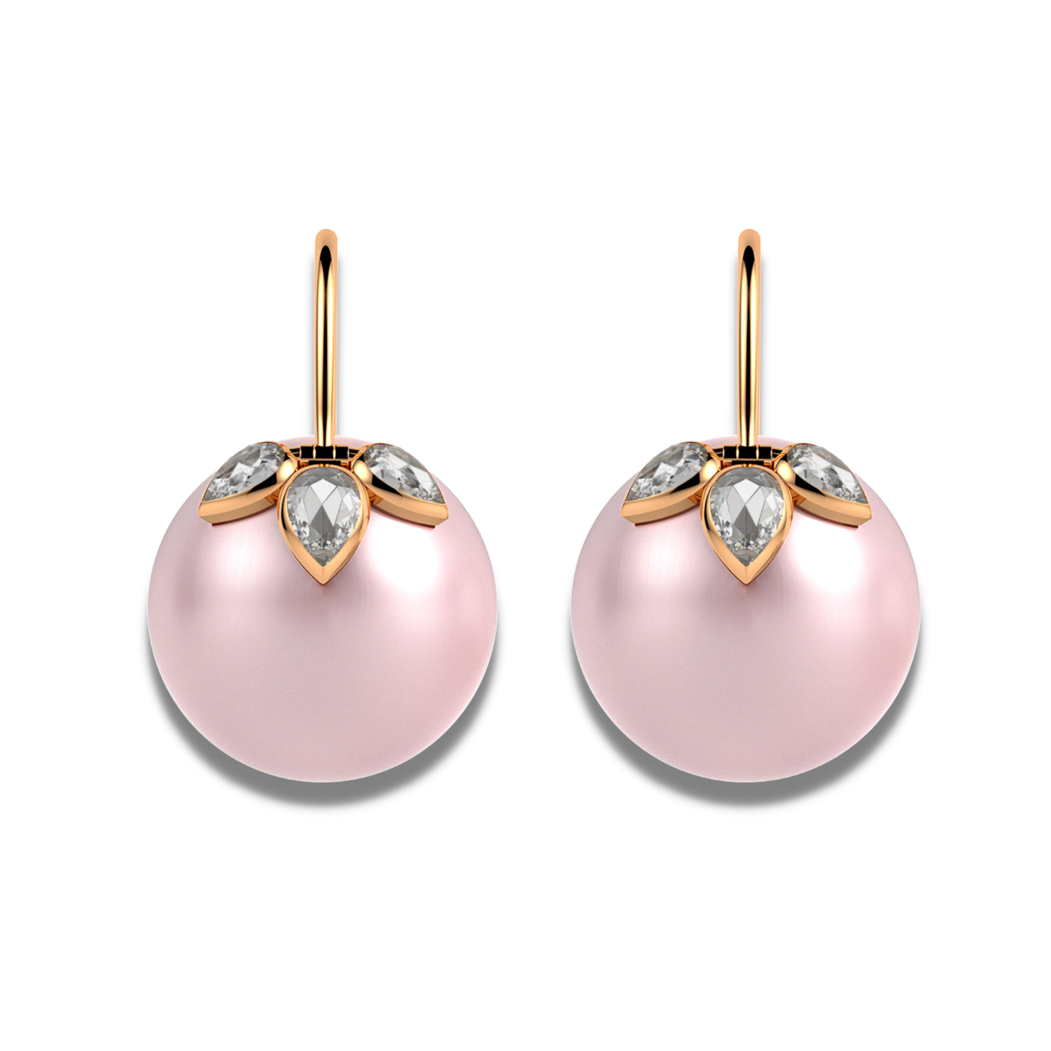 The classic 3 petal rosecut diamond and pearl earrings