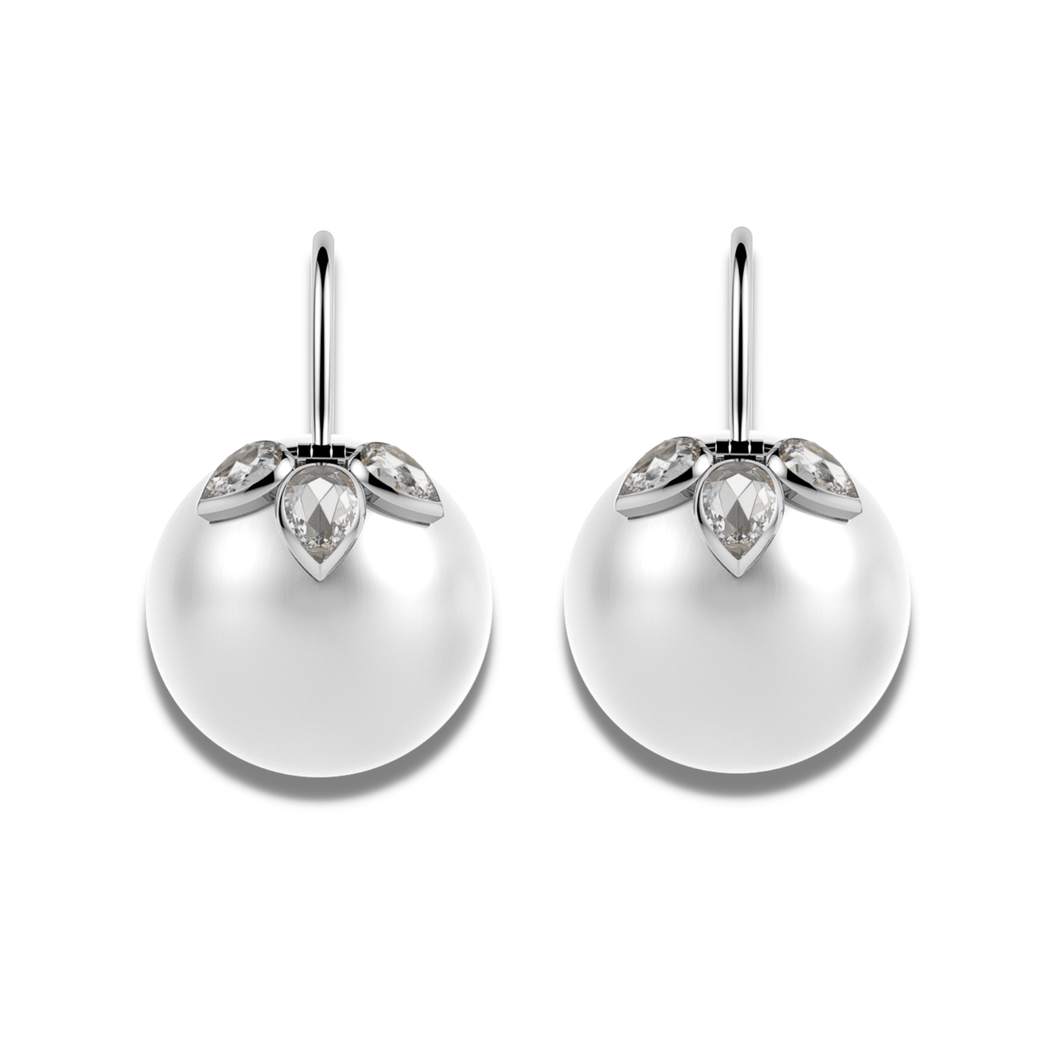 The classic 3 petal rosecut diamond and pearl earrings