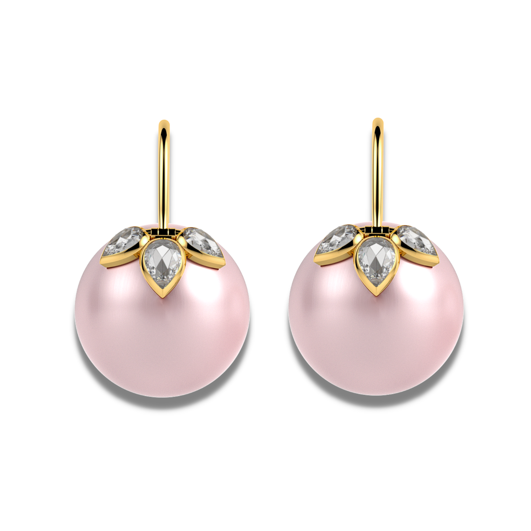 The classic 3 petal rosecut diamond and pearl earrings