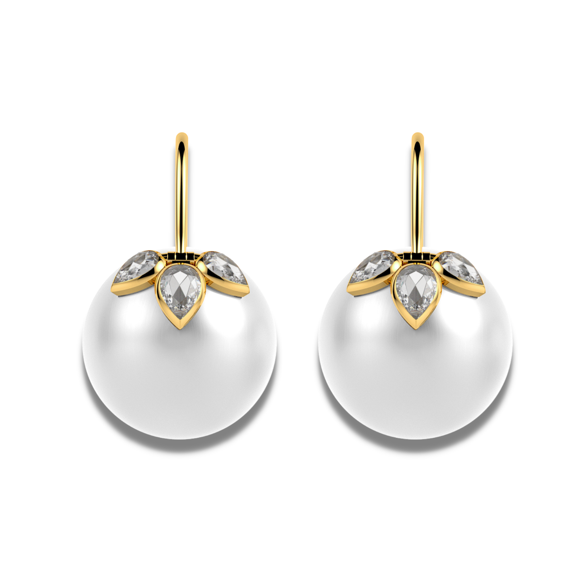 The classic 3 petal rosecut diamond and pearl earrings