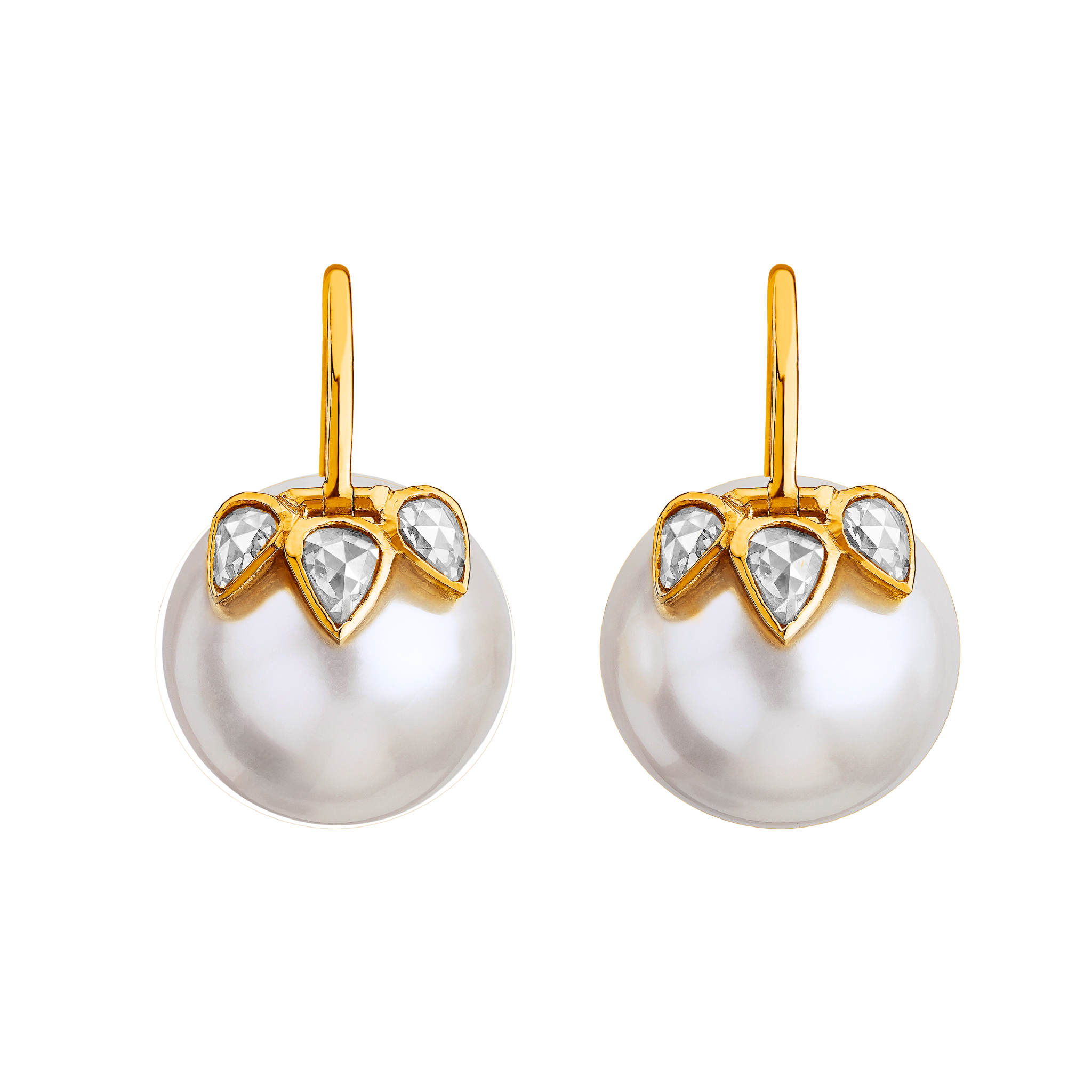 The classic 3 petal rosecut diamond and pearl earrings