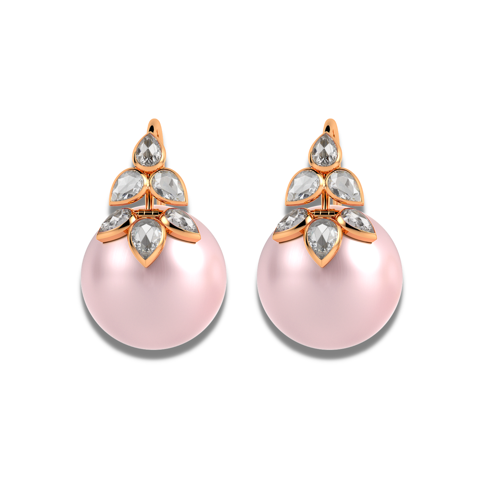 The classic 6 petal rosecut diamond and pearl earrings