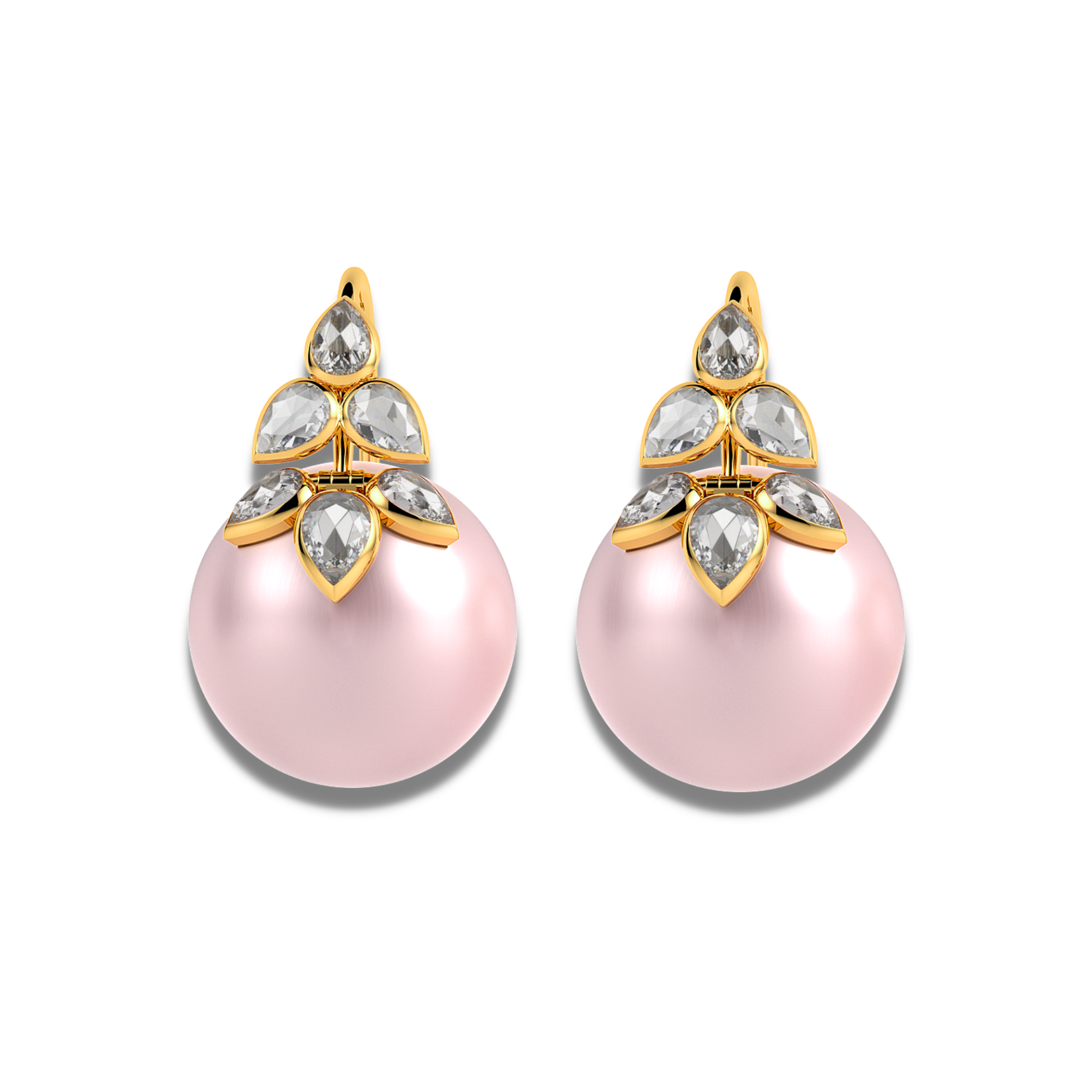 The classic 6 petal rosecut diamond and pearl earrings