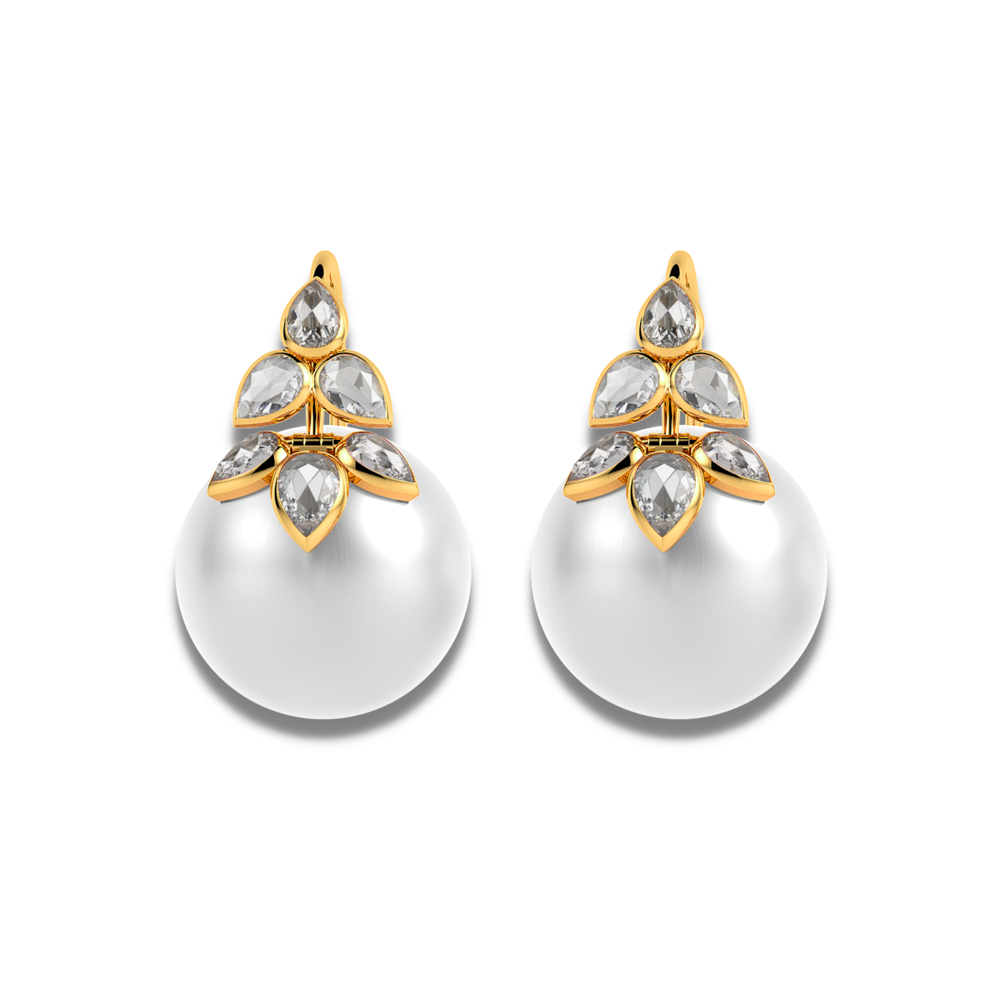 The classic 6 petal rosecut diamond and pearl earrings