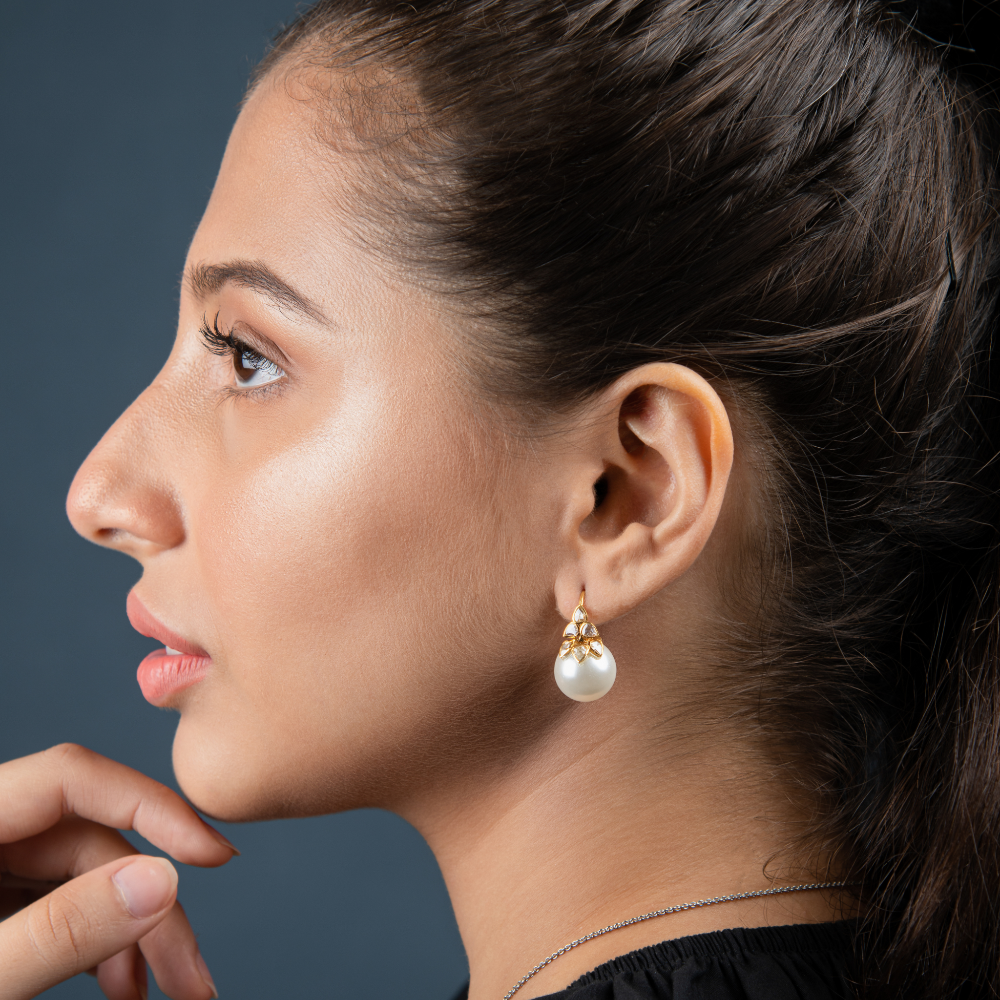 The classic 6 petal rosecut diamond and pearl earrings