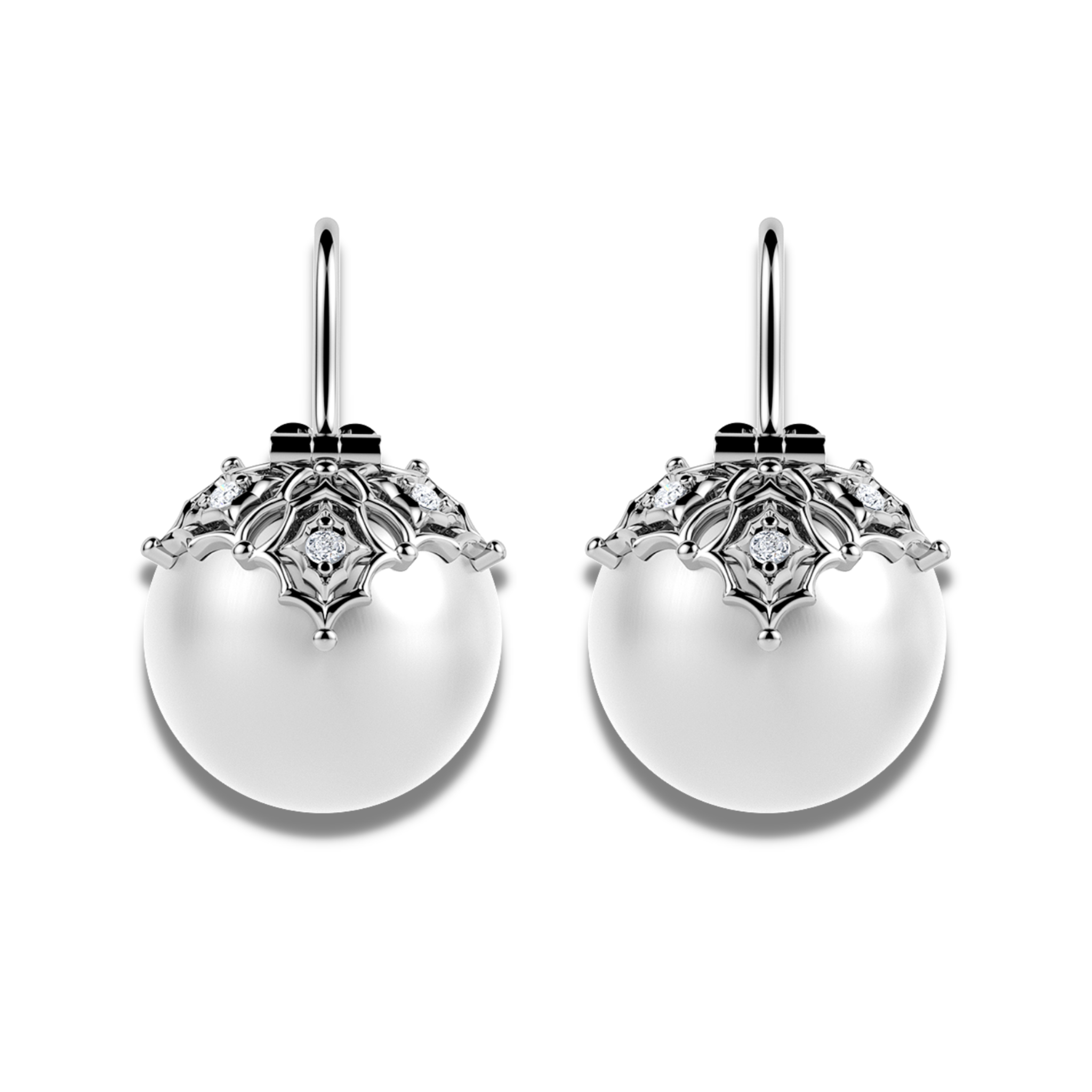 The filigree diamond and pearl earrings