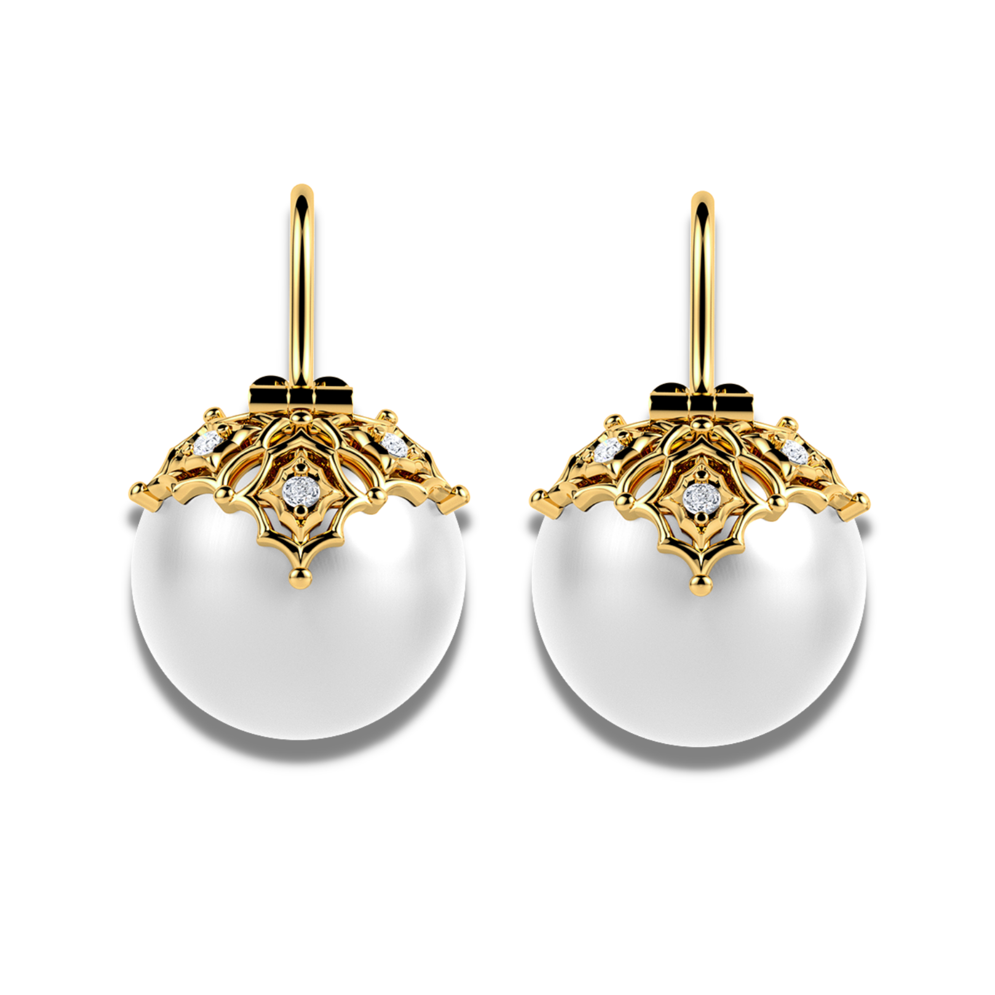 The filigree diamond and pearl earrings