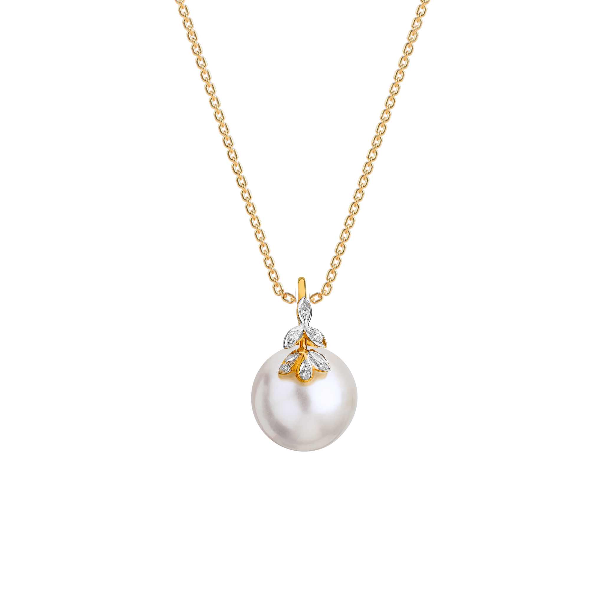 The classic 6 petal diamond and pearl pendant