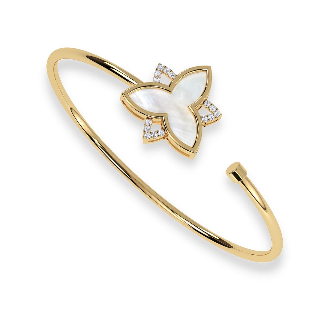 The classic white large trillium bangle with diamonds