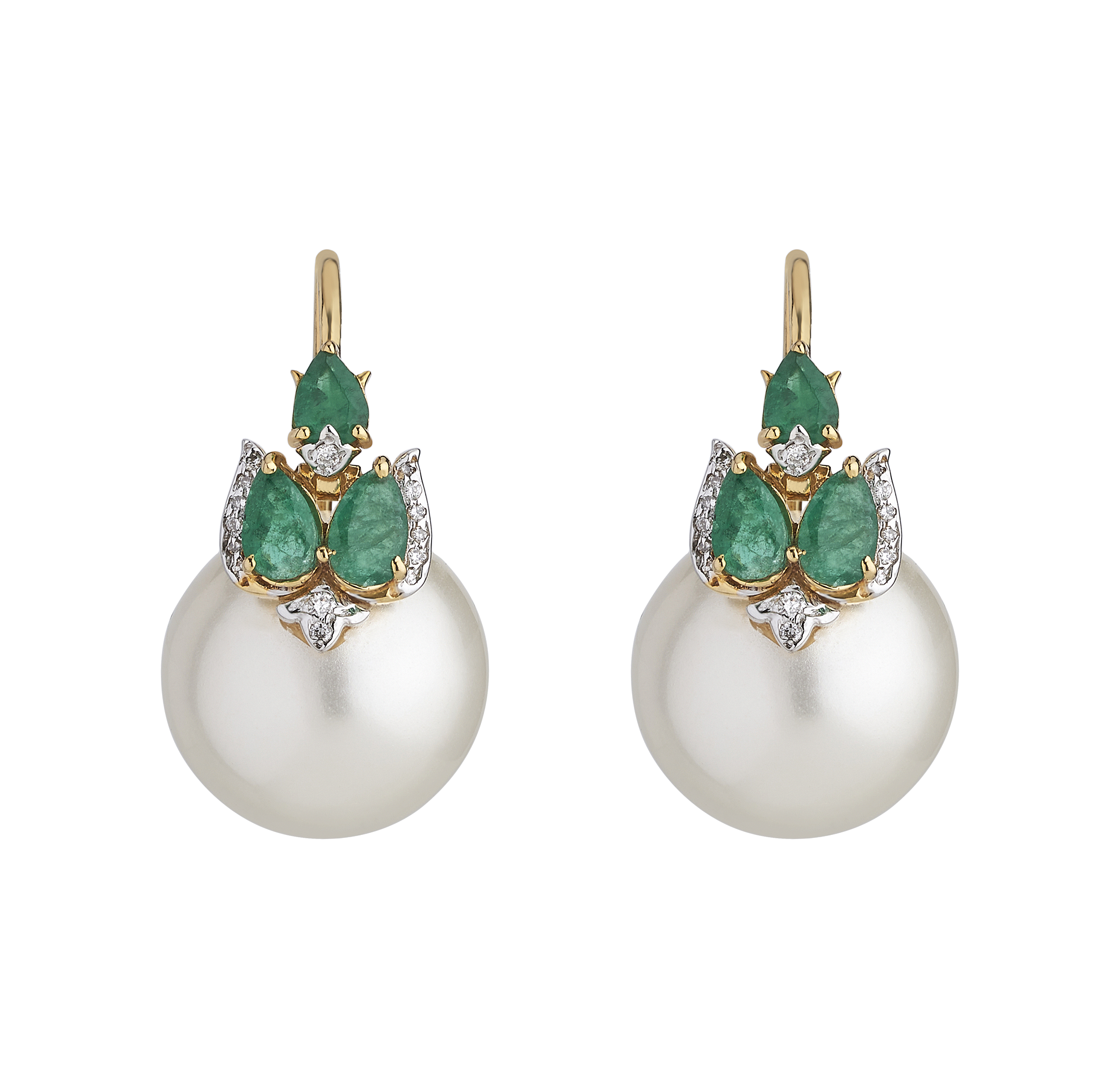 The 3 emerald diamond and pearl earrings