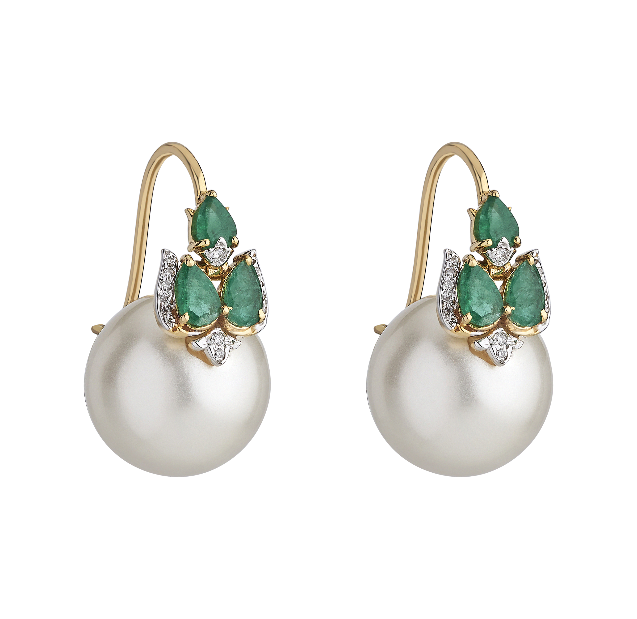 The 3 emerald diamond and pearl earrings