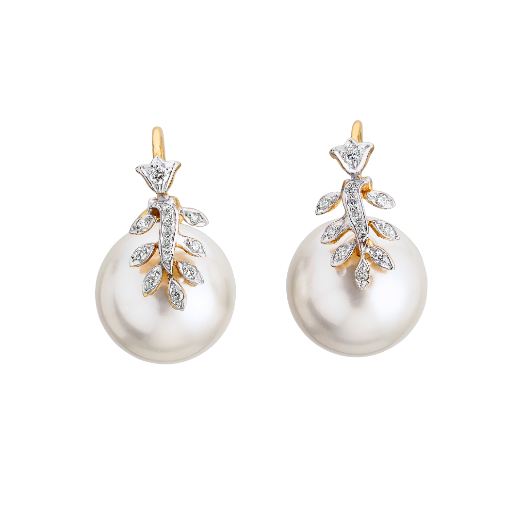 The Diamond Floral Cascade Pearl Earrings