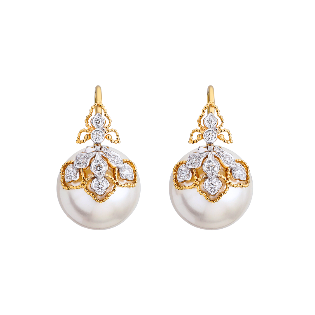 The Enchanted Petal Diamond and Pearl Earrings