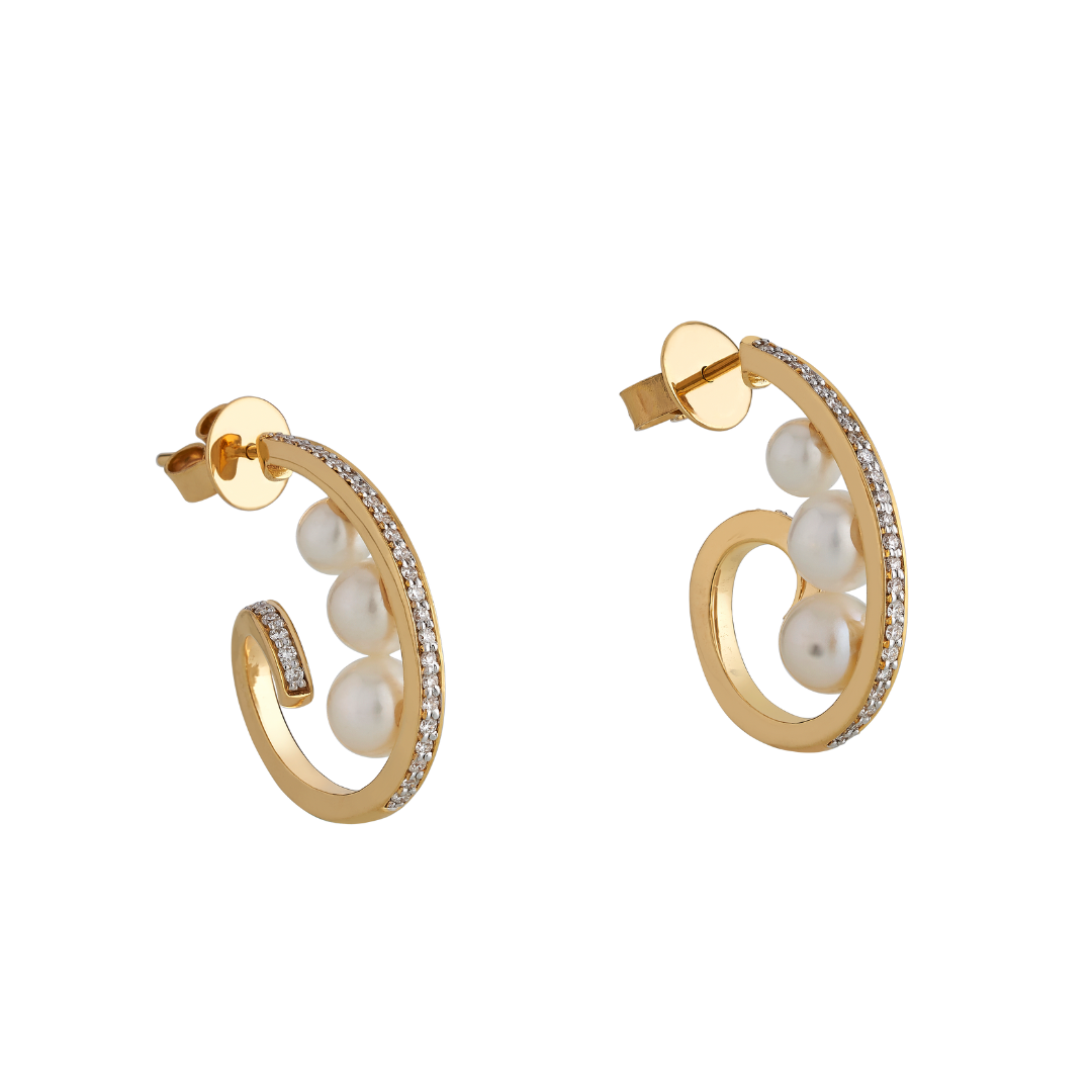 The Swivel Line Diamond and Pearl Earrings