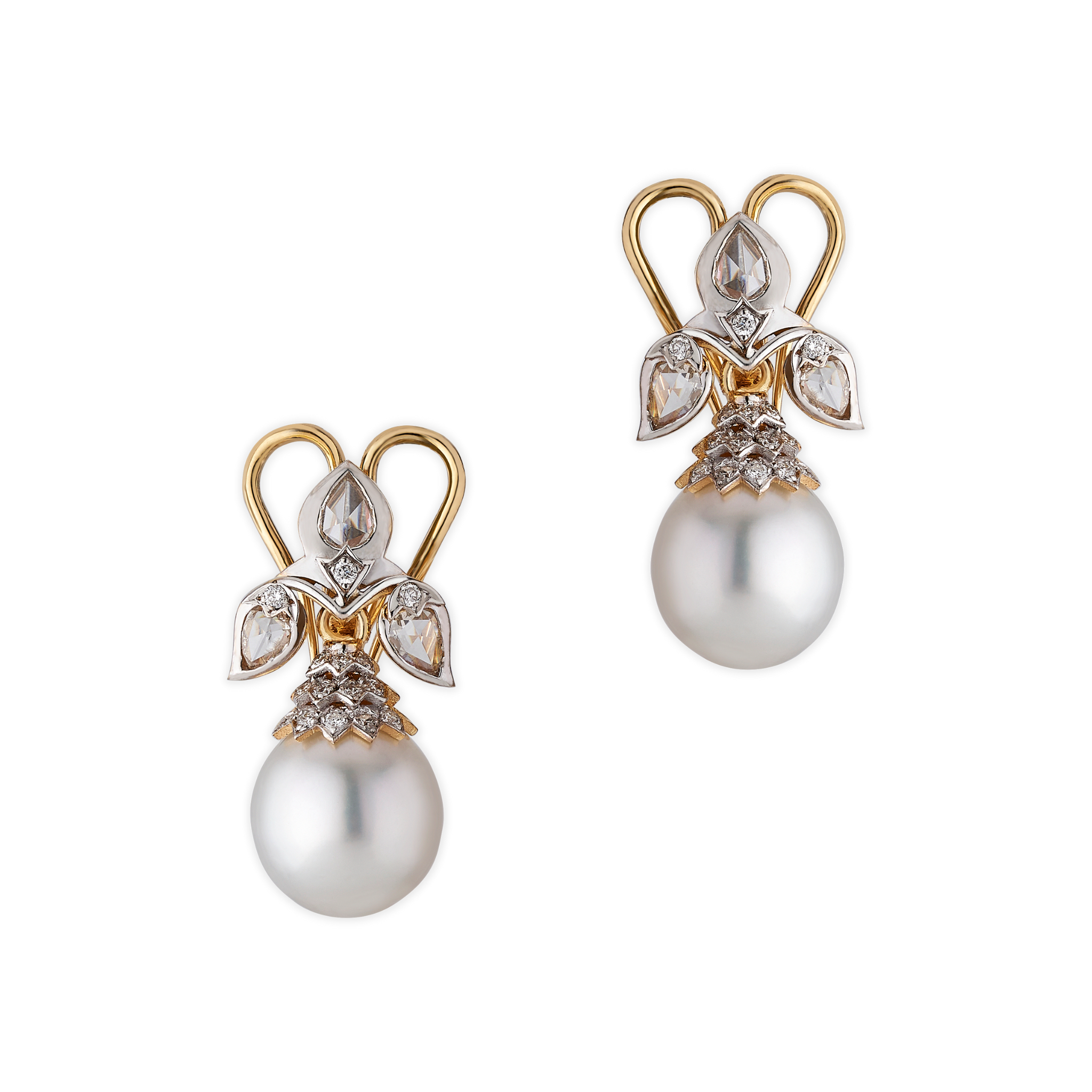 The vintage rosecut earrings with south sea pearls