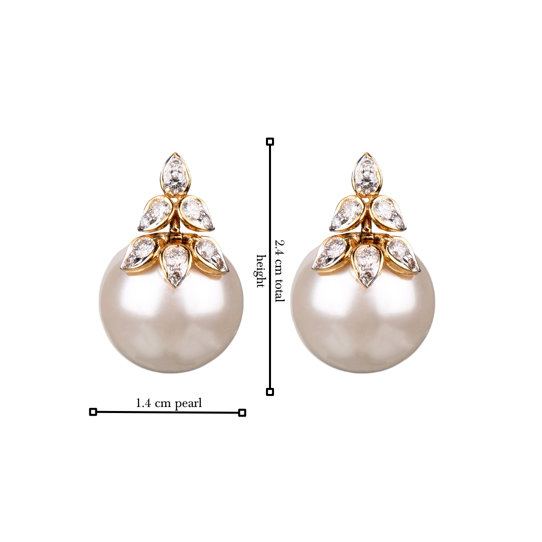 The Large 6 petal diamonds and pearl earrings