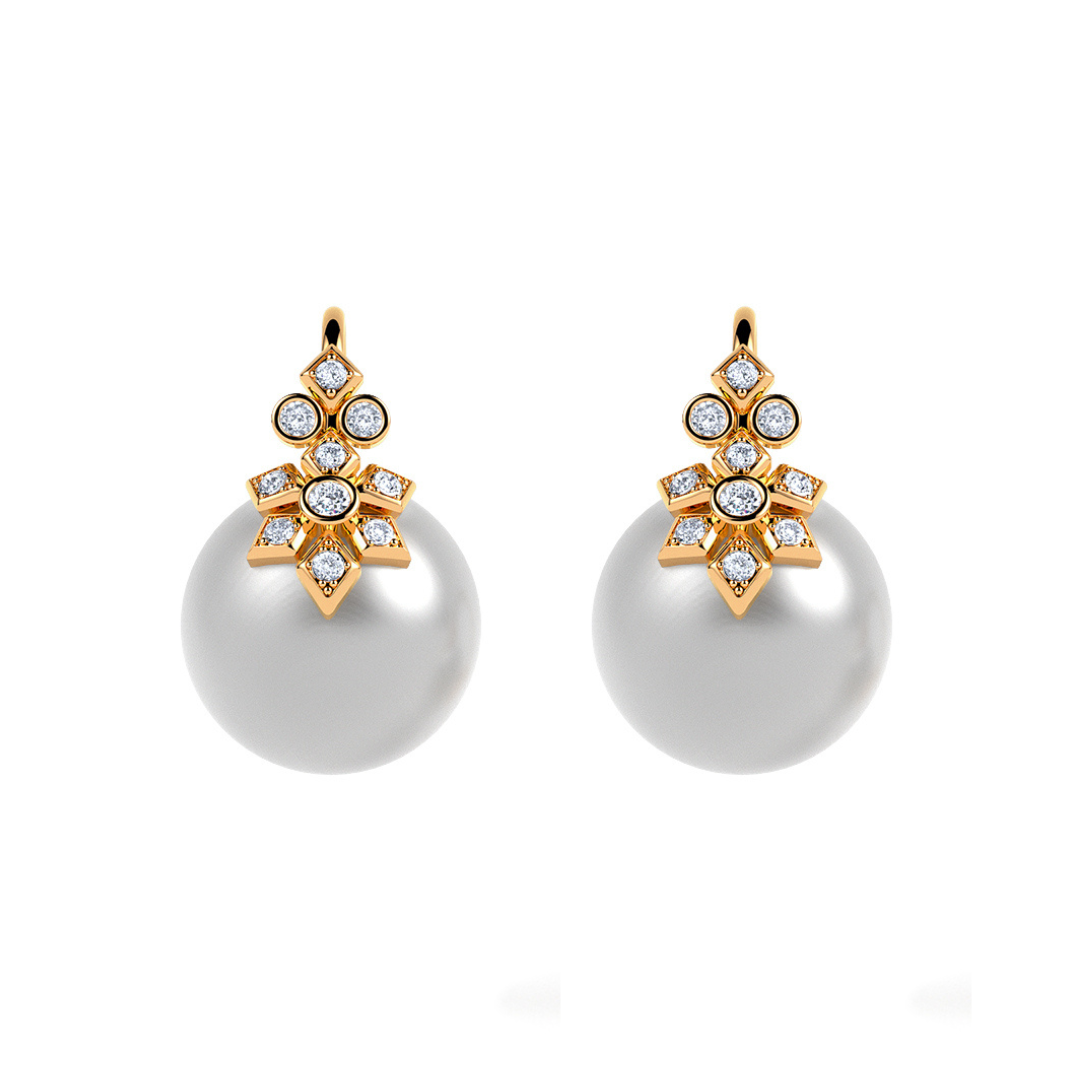 The Diamond Cascade Pearl Earrings