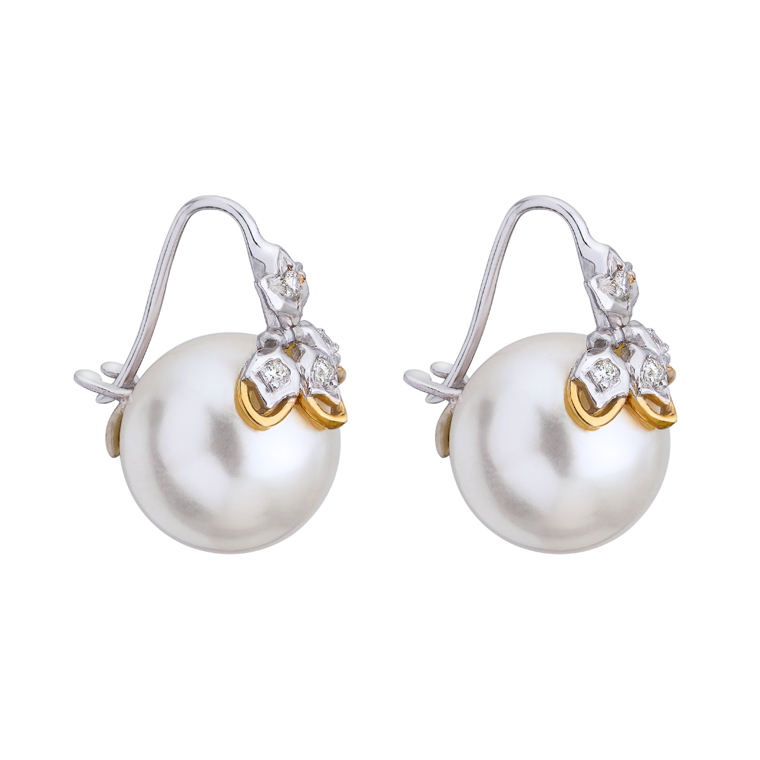 The lotus loop diamond and pearl earrings