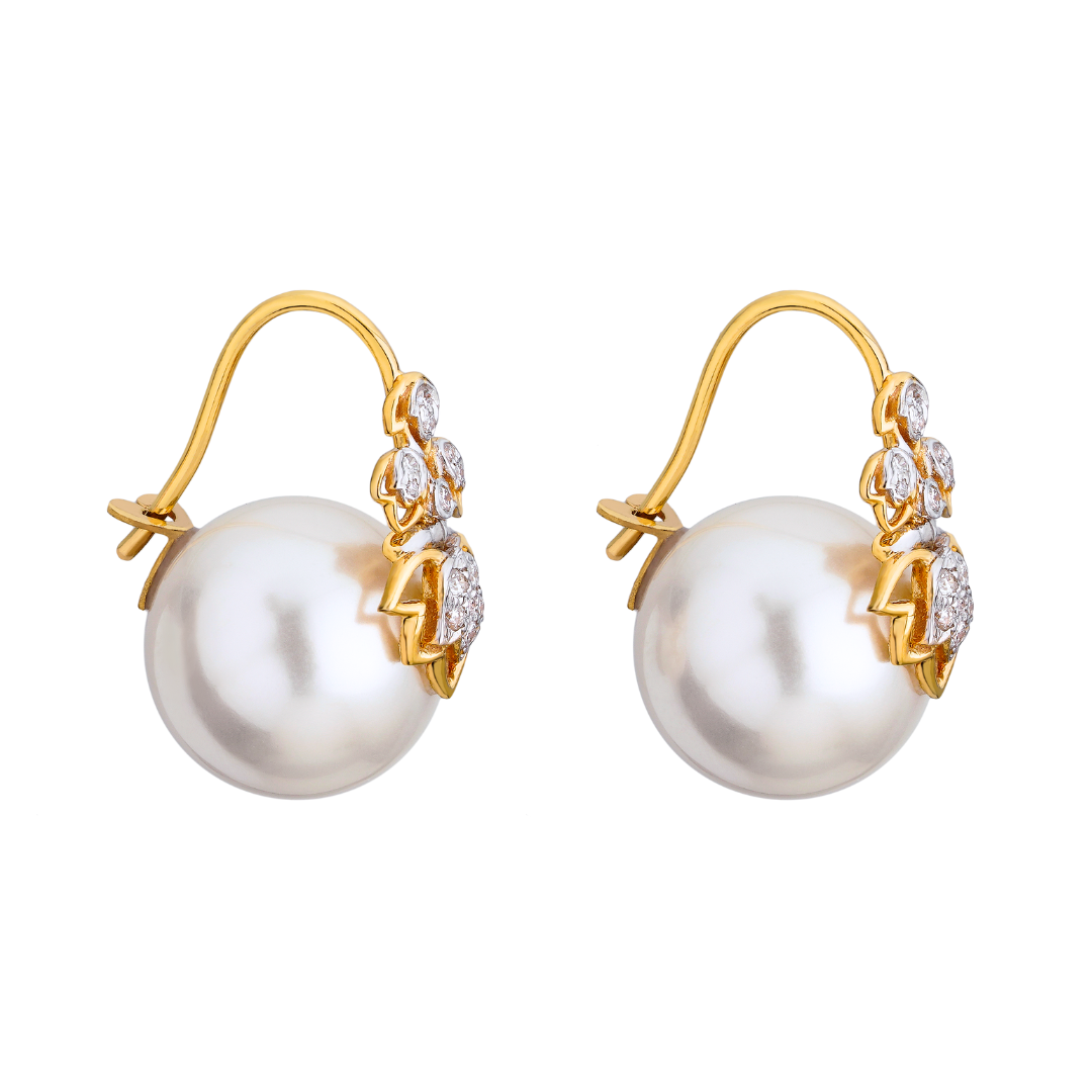 The inverted lotus diamond and pearl earrings