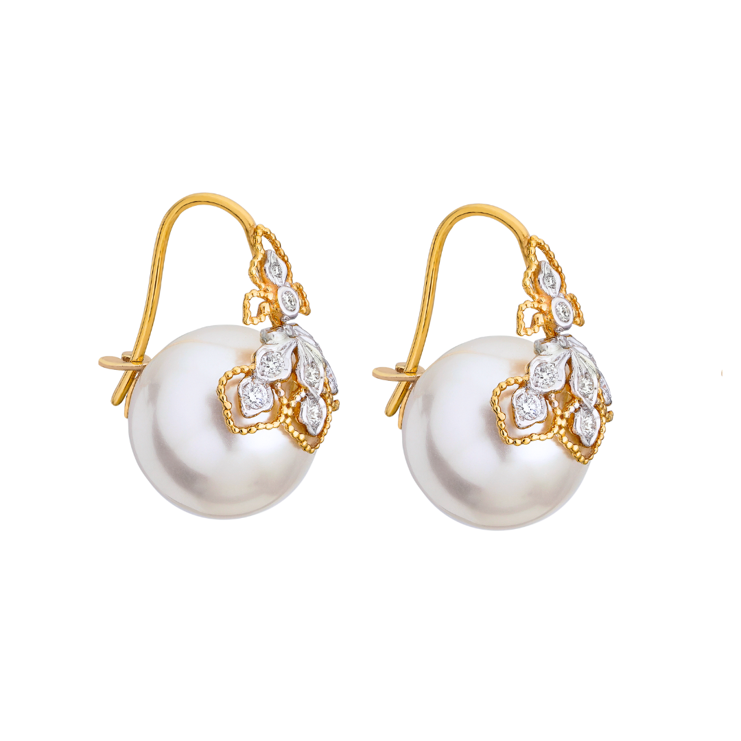 The Enchanted Petal Diamond and Pearl Earrings