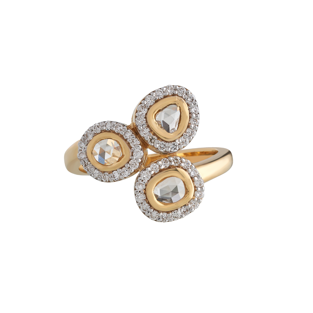 The three Rose-Cut Diamond Statement Ring