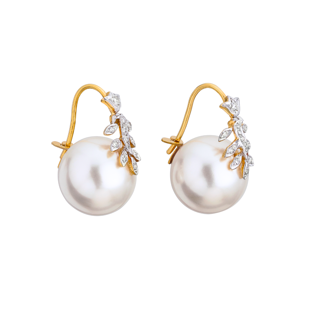 The Diamond Floral Cascade Pearl Earrings