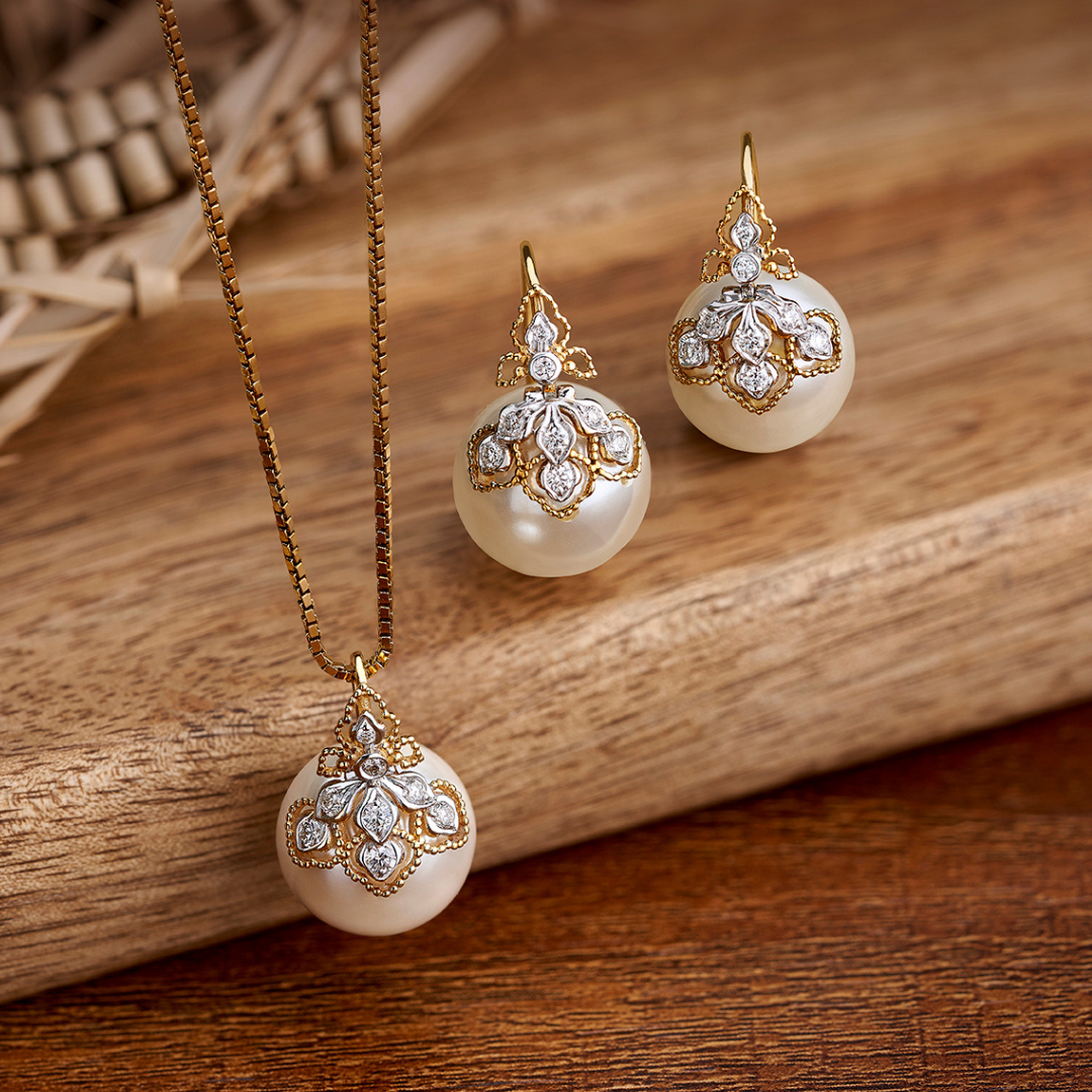 The Enchanted Petal Diamond and Pearl Earrings