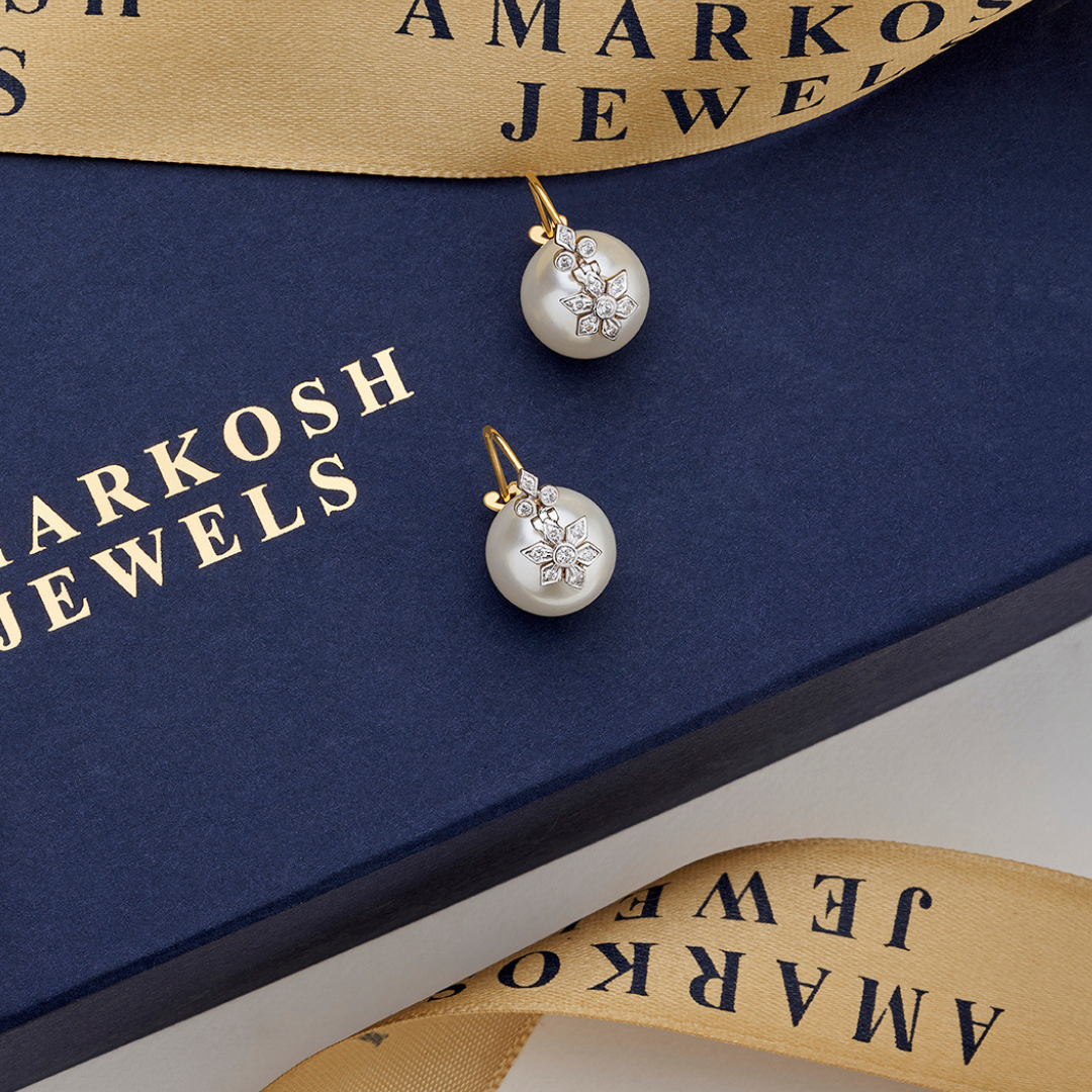 The Diamond Cascade Pearl Earrings