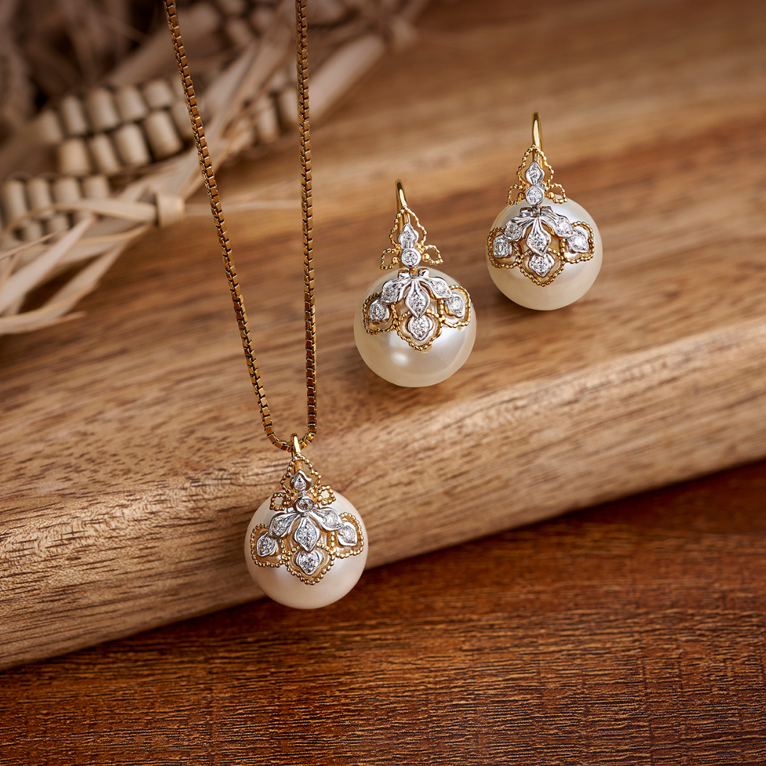 The Enchanted Petal Diamond and Pearl Pendant