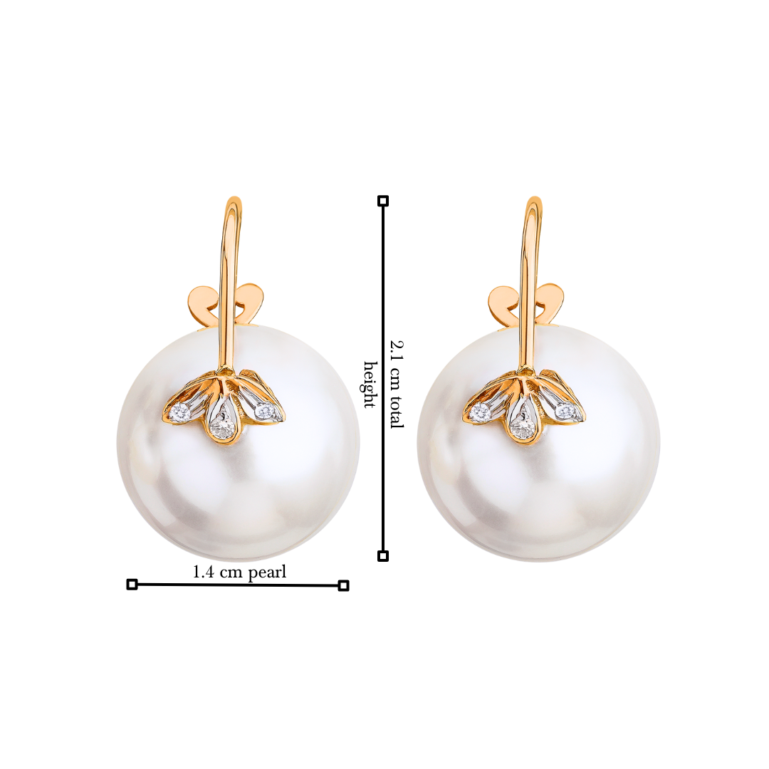 The classic 3 petal diamond and pearl earrings