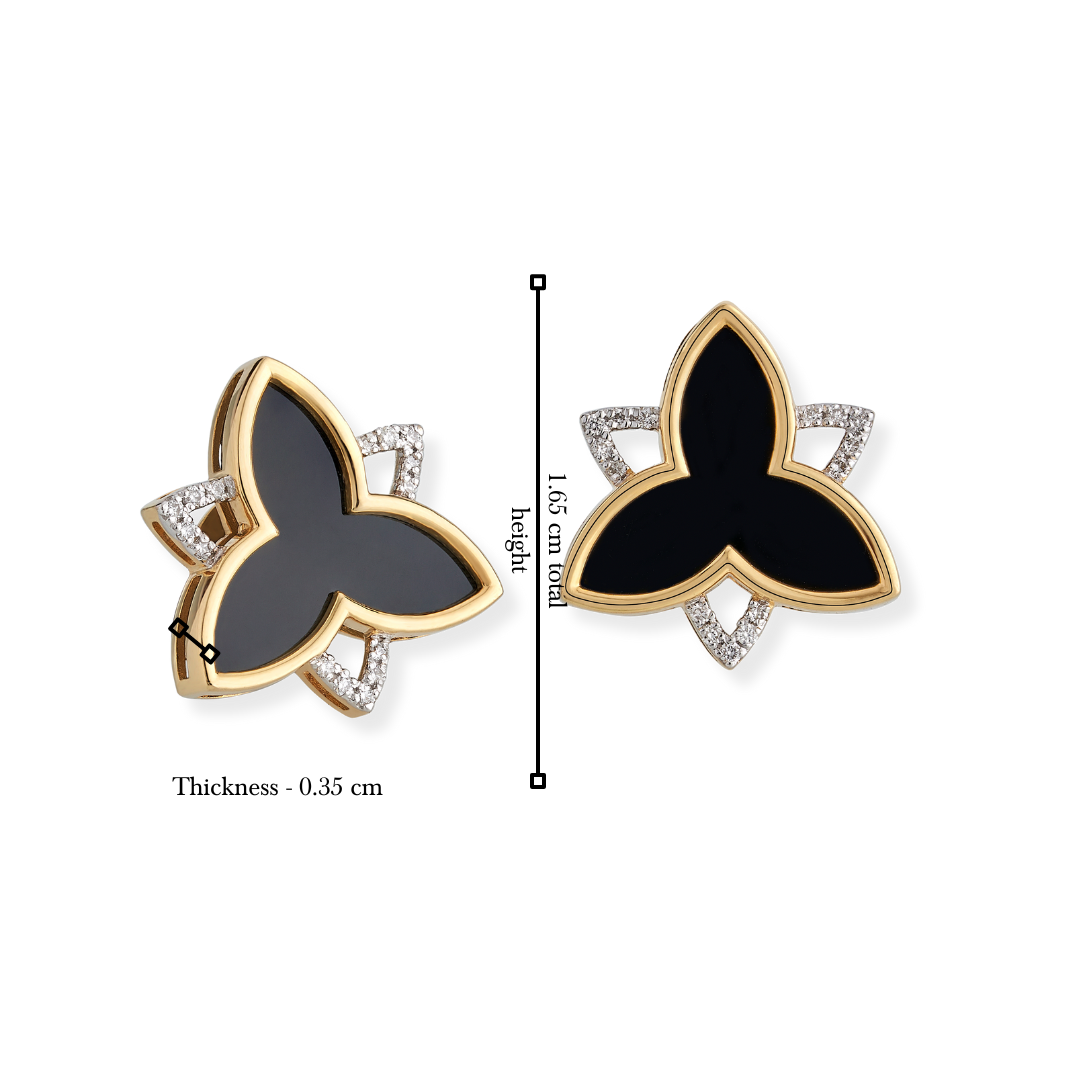 The classic black large trillium earrings with diamonds