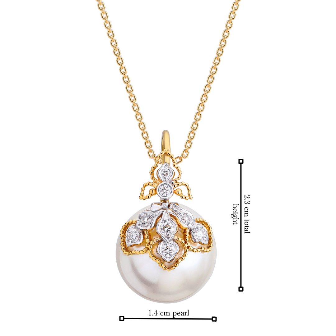 The Enchanted Petal Diamond and Pearl Pendant