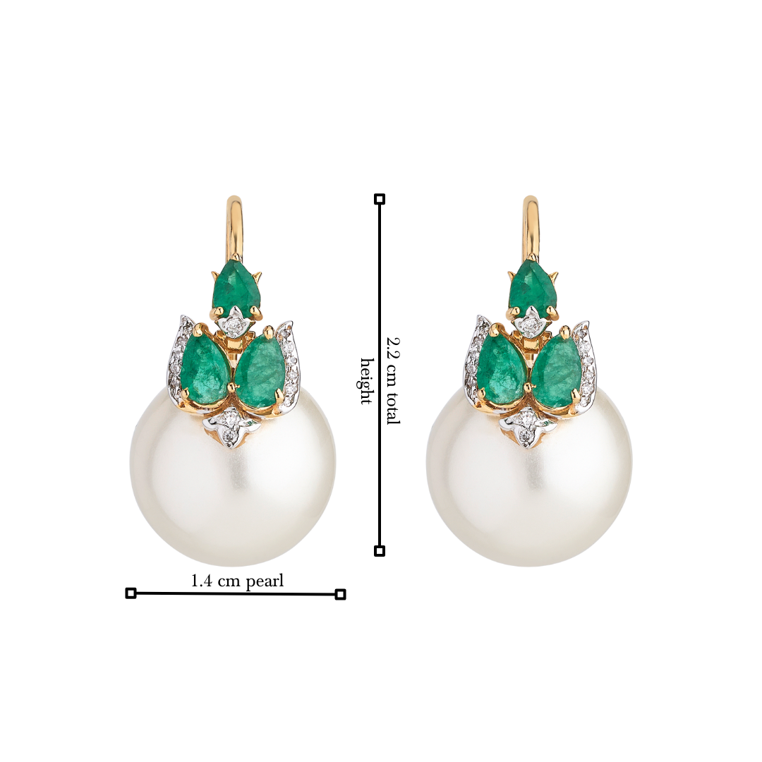 The 3 emerald diamond and pearl earrings