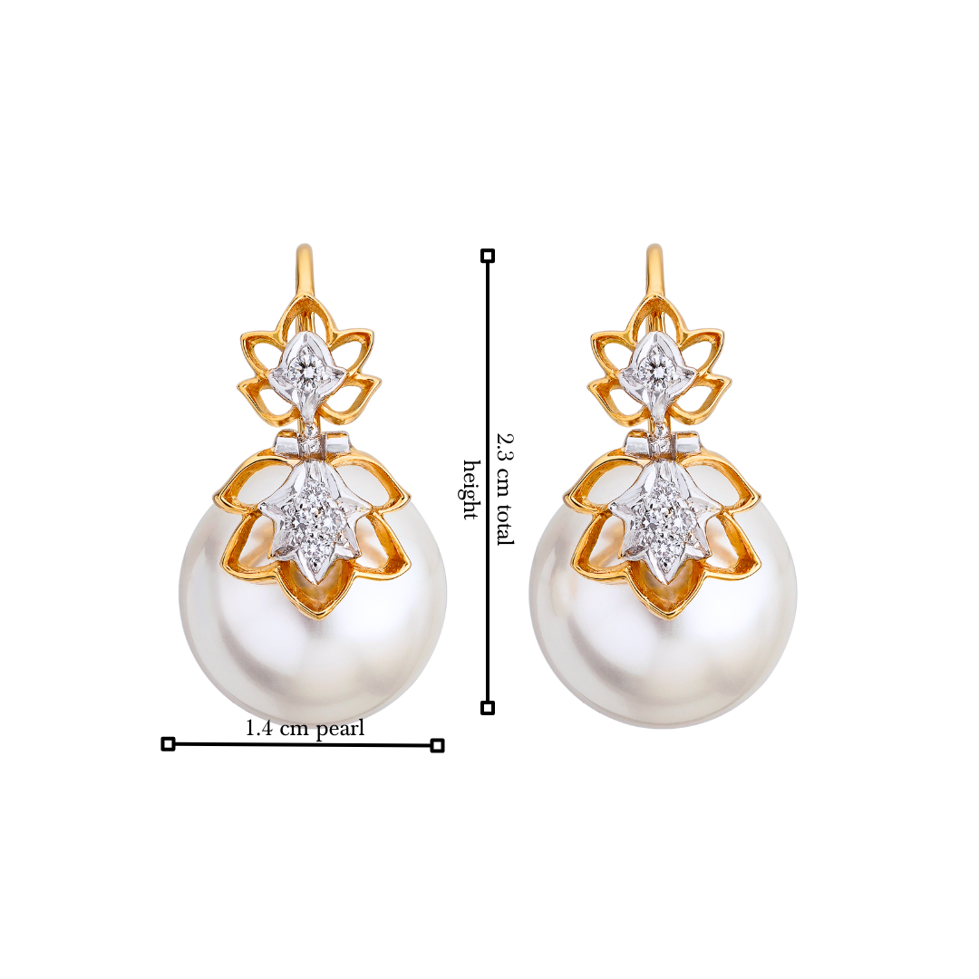 The mirrored lotus with diamonds and pearl earrings